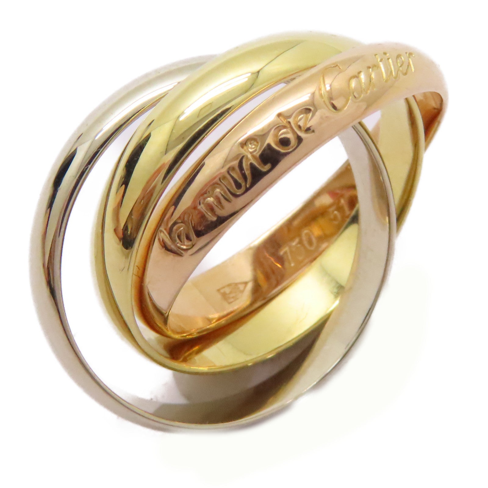 CARTIER 【激減優惠】18K黃金/白金/玫瑰金Trinity Ring戒指US#5.75/Cartier#51