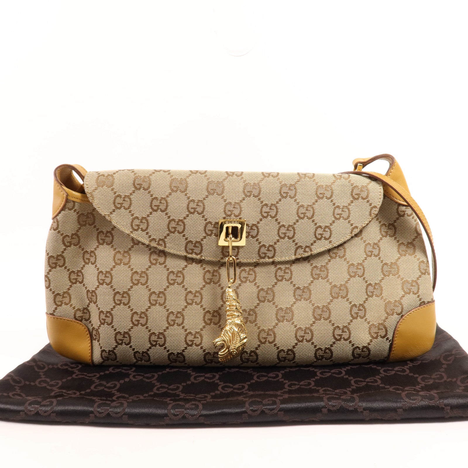 GUCCI 帆布Shoulder Bag金扣肩背袋