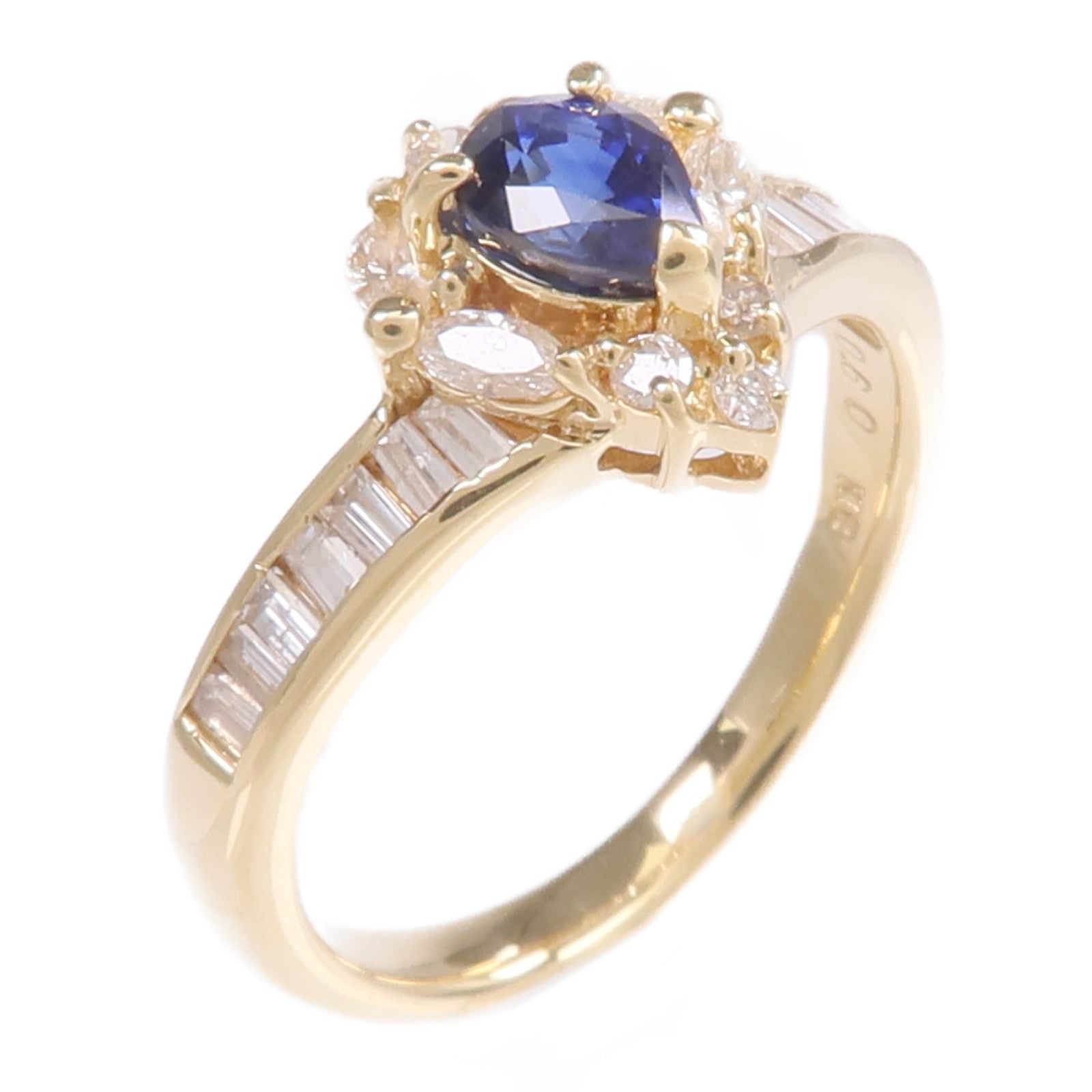 JEWELRY 18K黃金Sapphire Diamond Ring藍寶石/鑽石戒指US#6.25