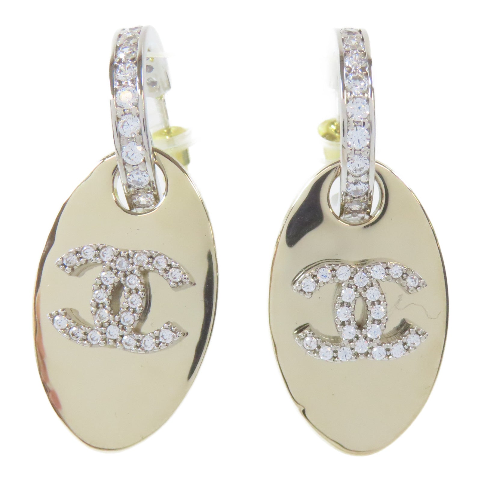 CHANEL 【激減優惠】金屬/水晶Pierced Earrings耳環銀色/金色