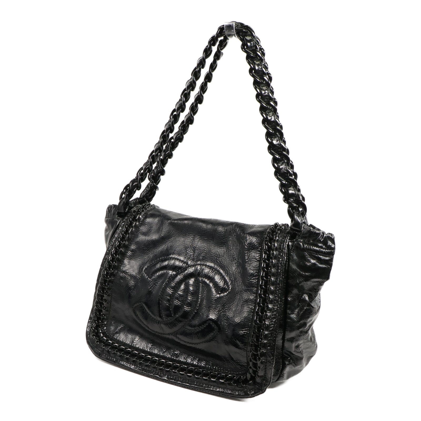 CHANEL 漆皮皮革Luxe Ligne Chain Flap Bag肩背袋