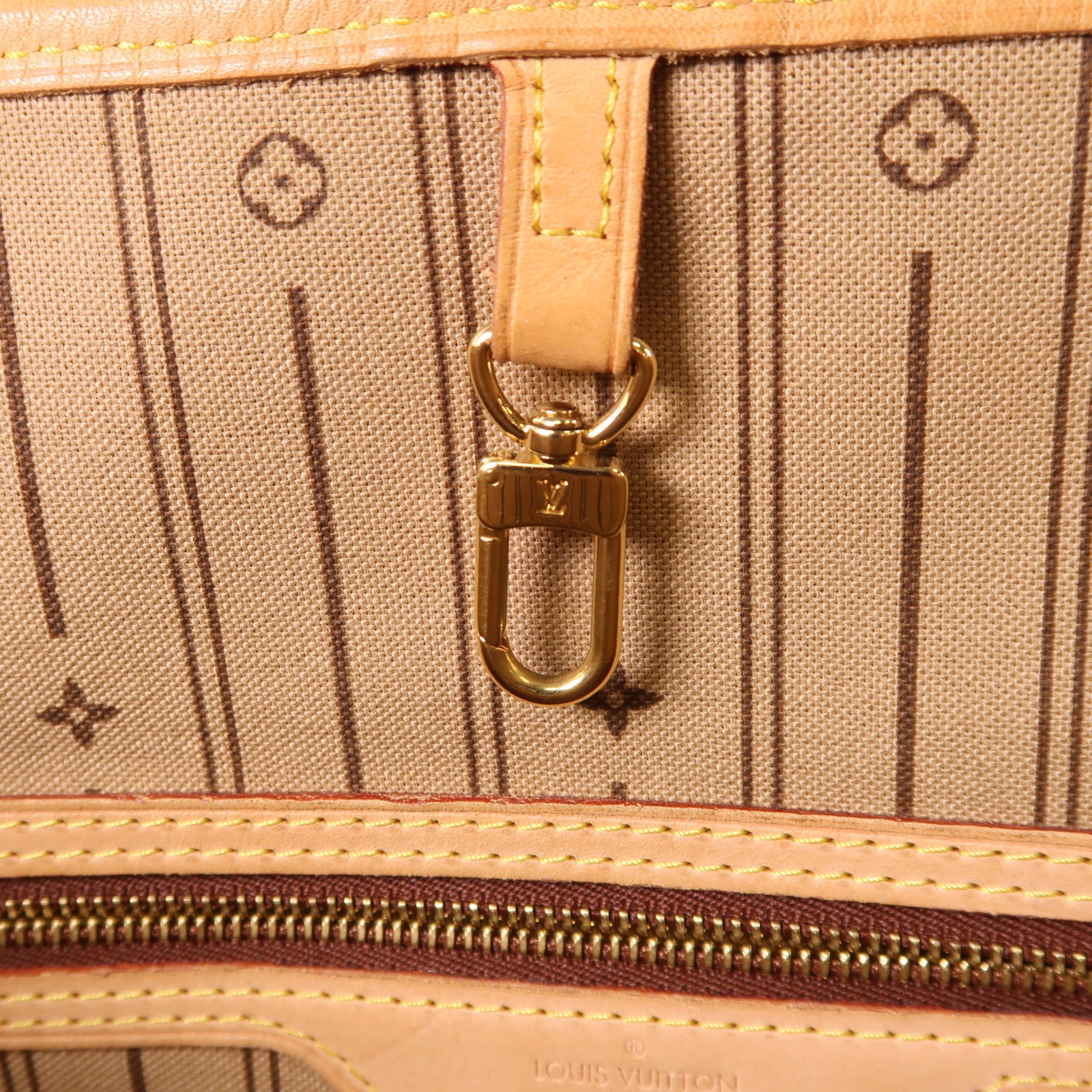 LOUIS VUITTON Monogram Neverfull MM金扣手挽袋
