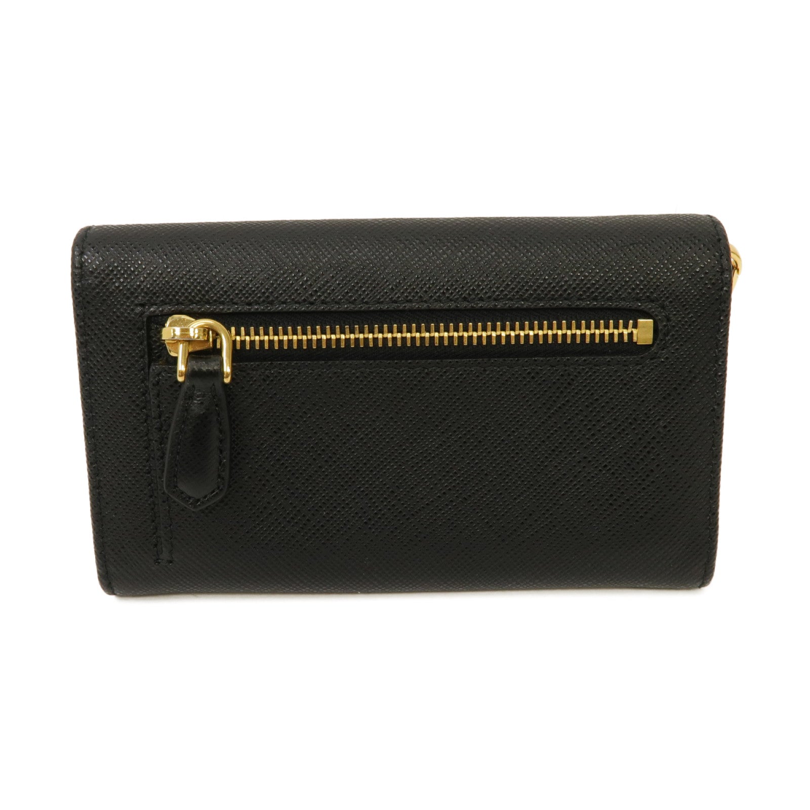 PRADA 【激減優惠】Saffiano皮革Mini Wallet with Chain金扣錢包黑色