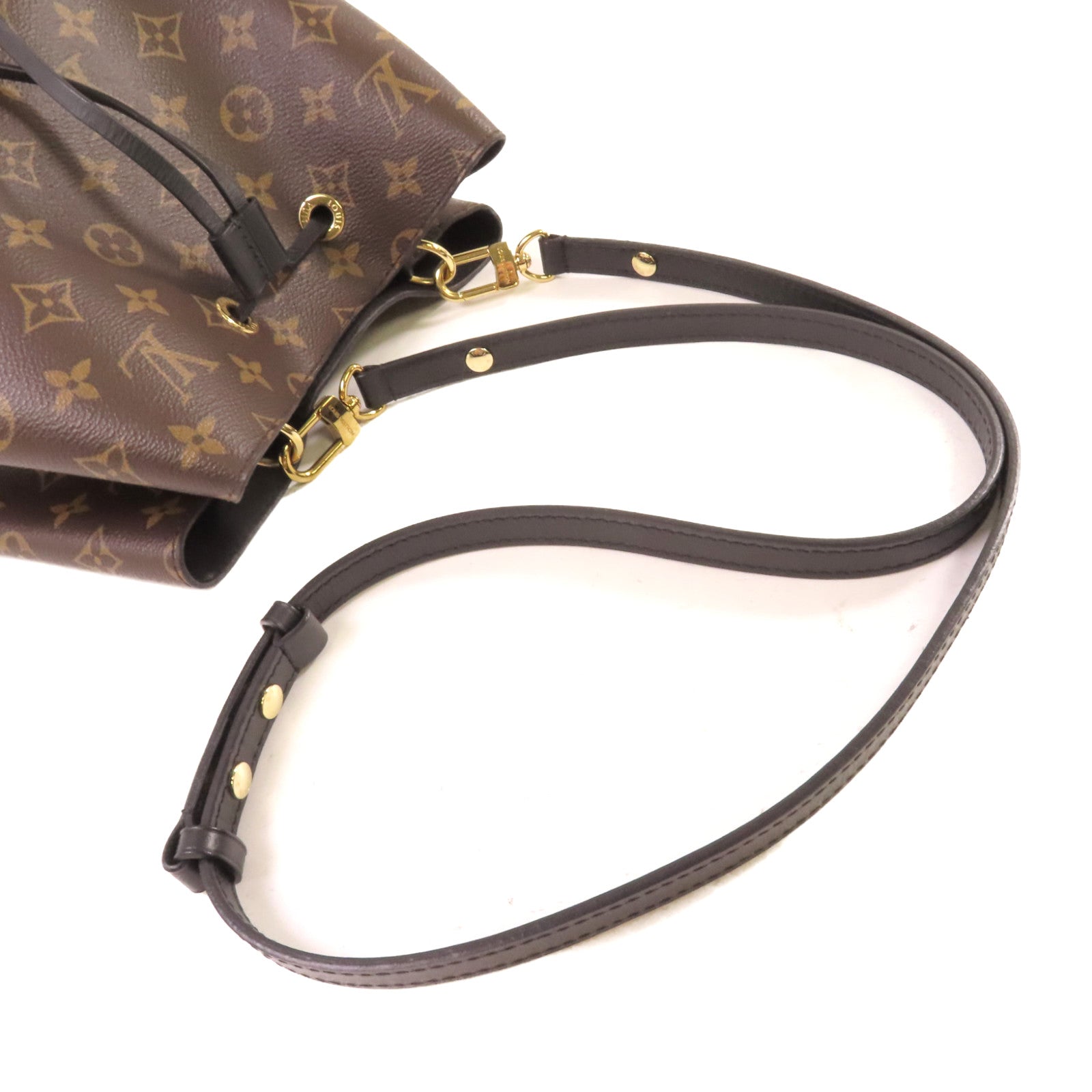 LOUIS VUITTON Monogram NeoNoe MM Shoulder Bag金扣肩背袋啡色/黑色