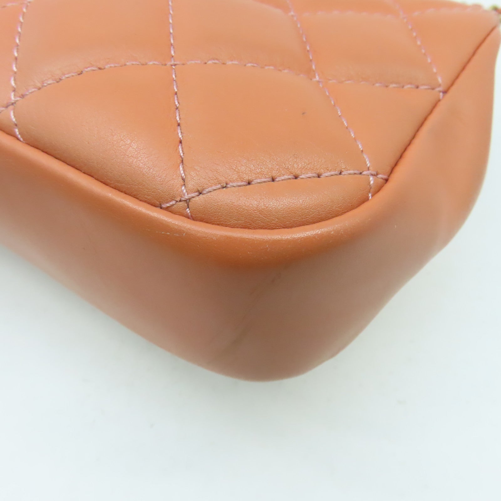 CHANEL 【激減優惠】菱格牛皮皮革Chain Shoulder金扣鏈帶肩背袋三文魚色