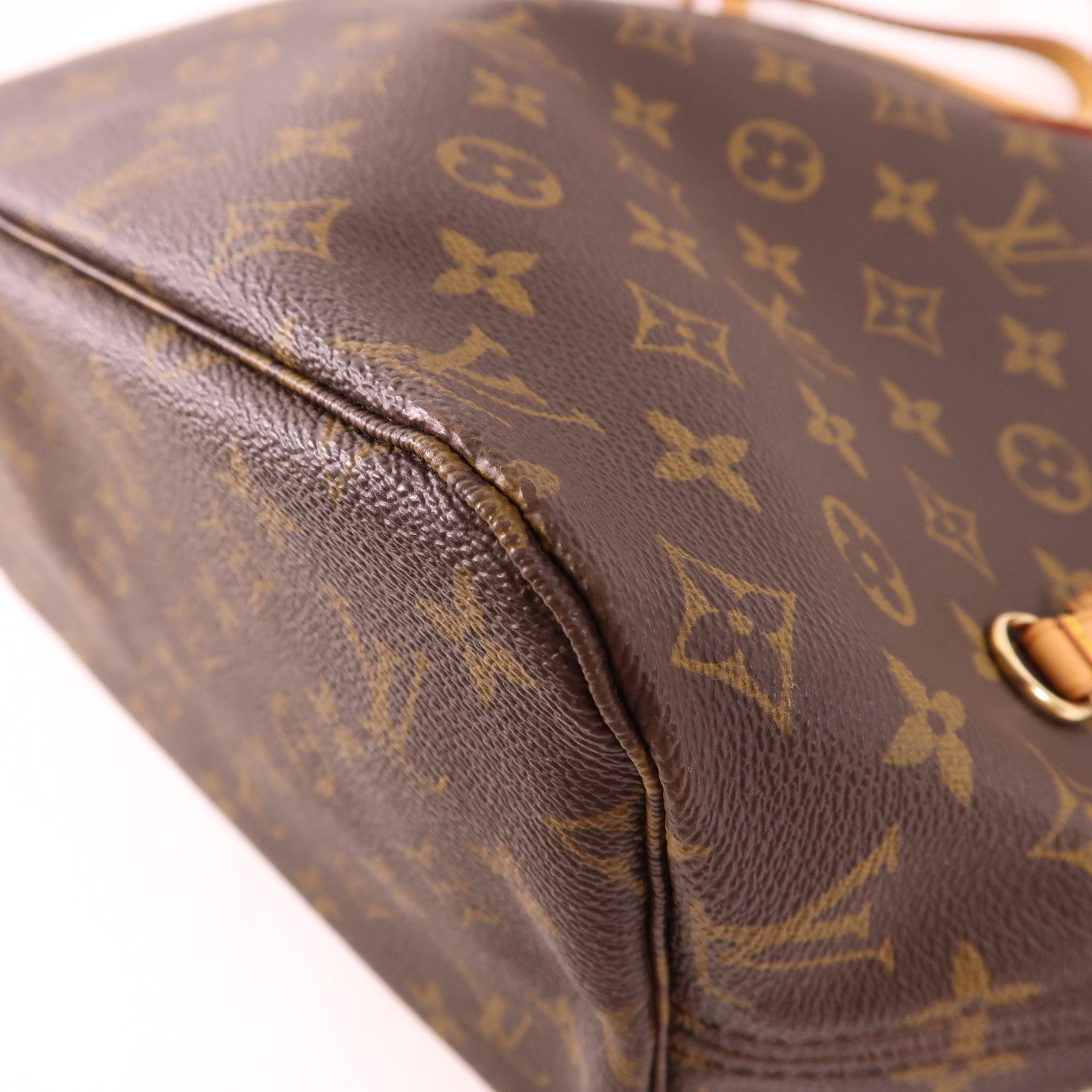LOUIS VUITTON Monogram Neverfull MM金扣手挽袋