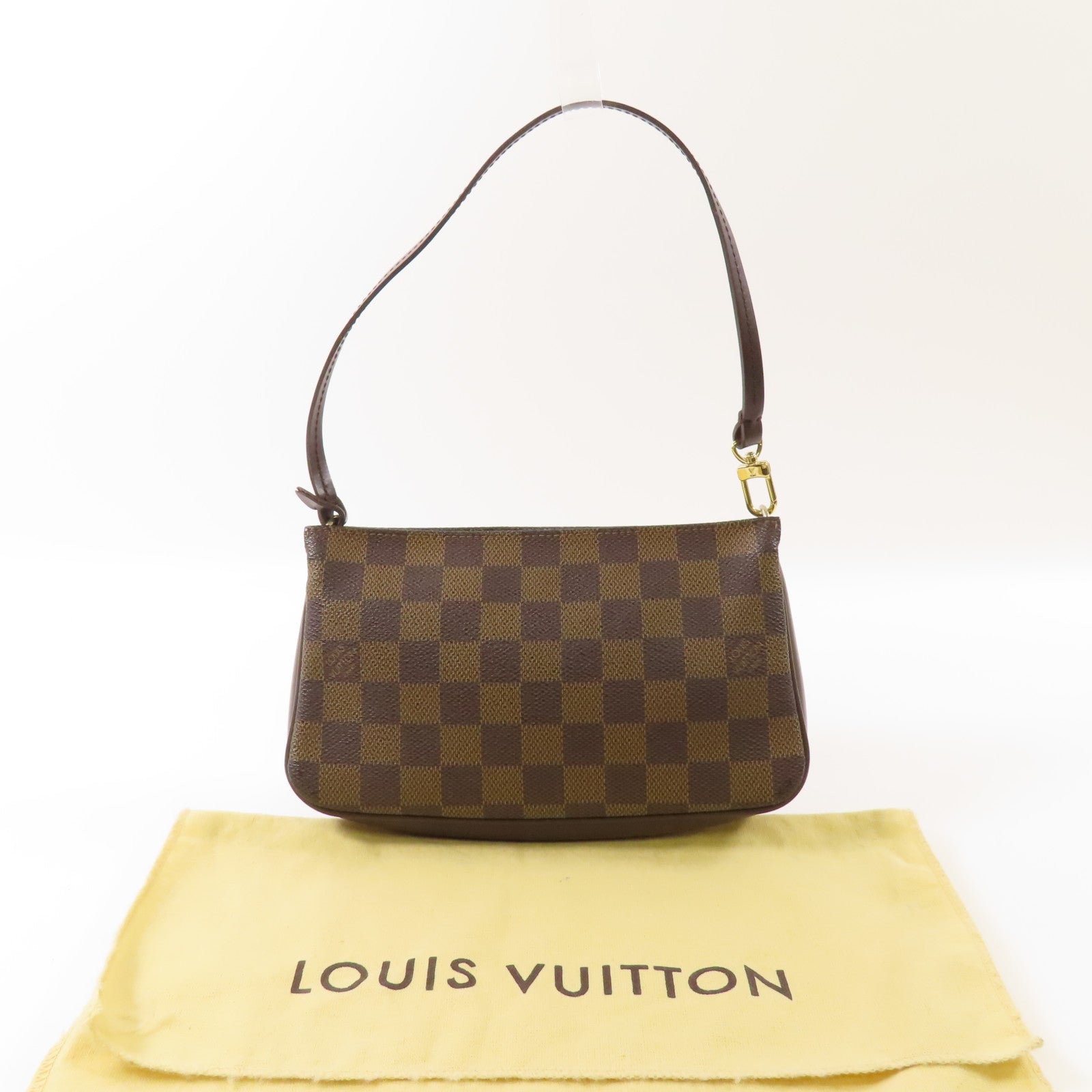 LOUIS VUITTON Damier Pochette Accessoires金扣手挽袋