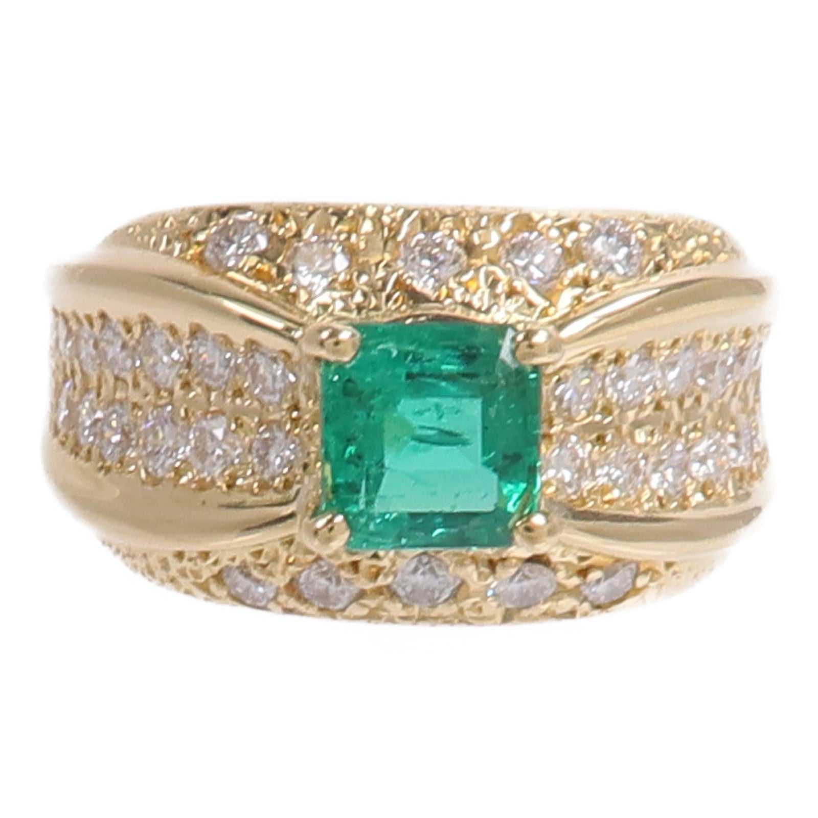 JEWELRY 18K黃金Emerald Diamond Ring綠寶石/鑽石戒指
