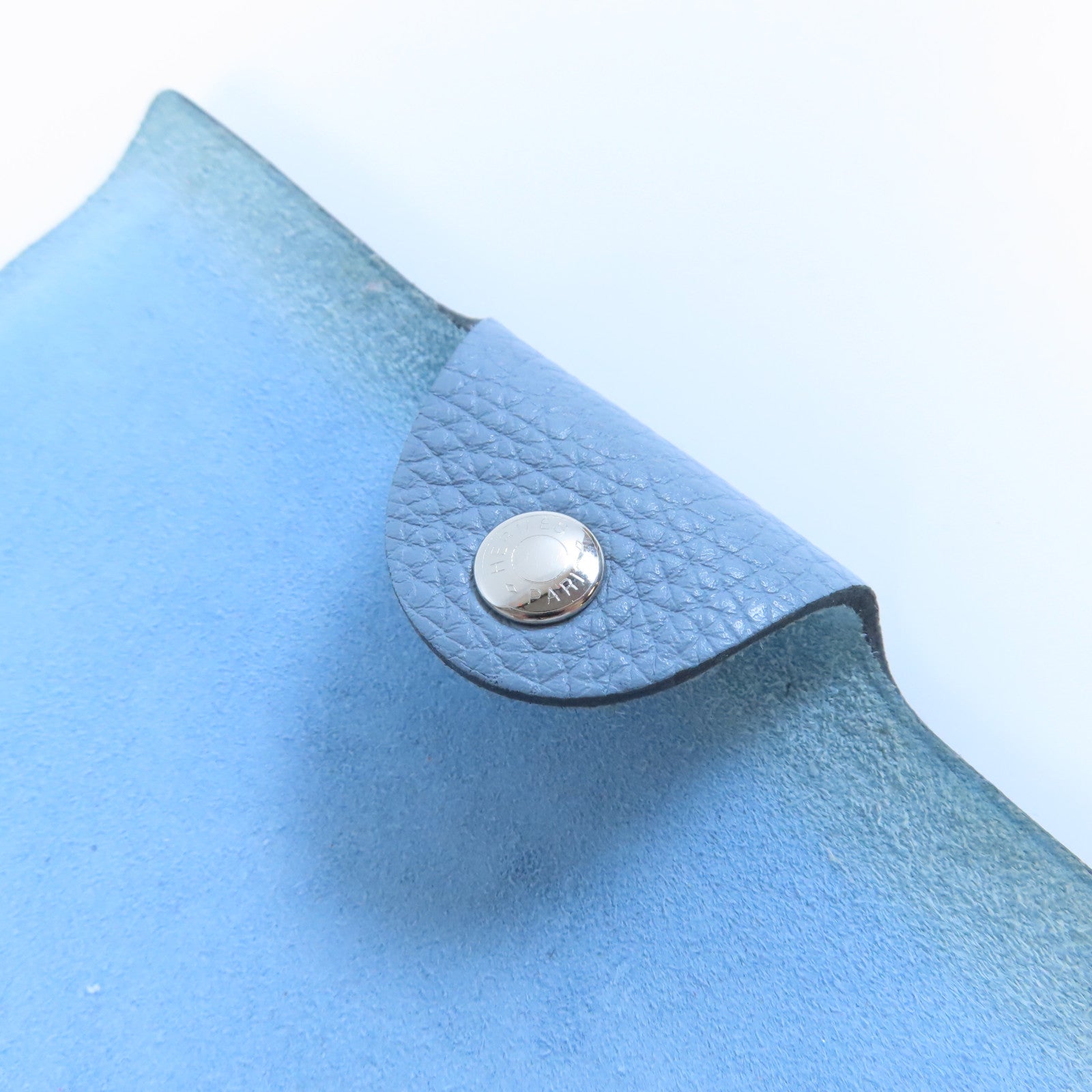HERMES 【激減優惠】Togo皮革Notebook Case銀扣筆記本封面灰藍色