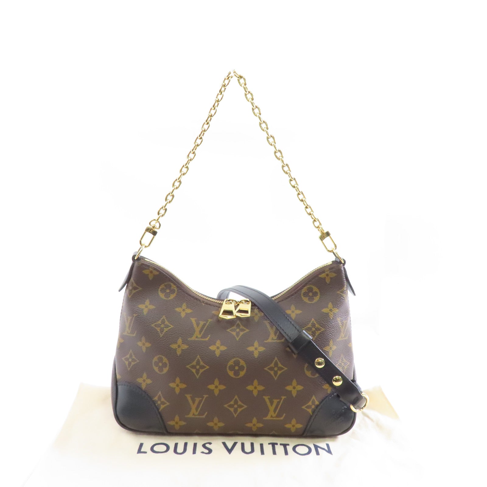 LOUIS VUITTON Monogram Boulogne金扣手挽肩背兩用袋棕色