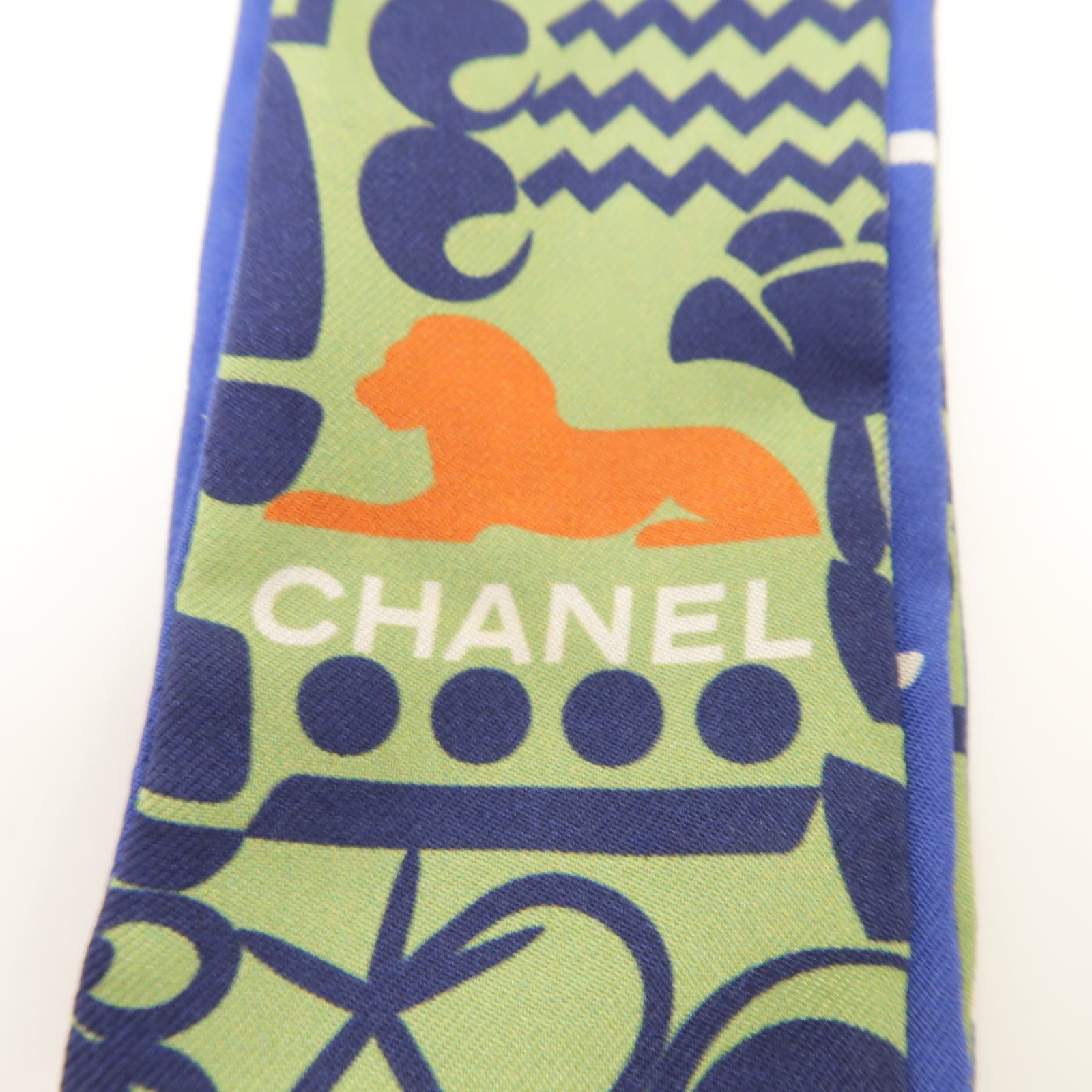 CHANEL 絲質Scarf絲巾藍色/綠色/橙色