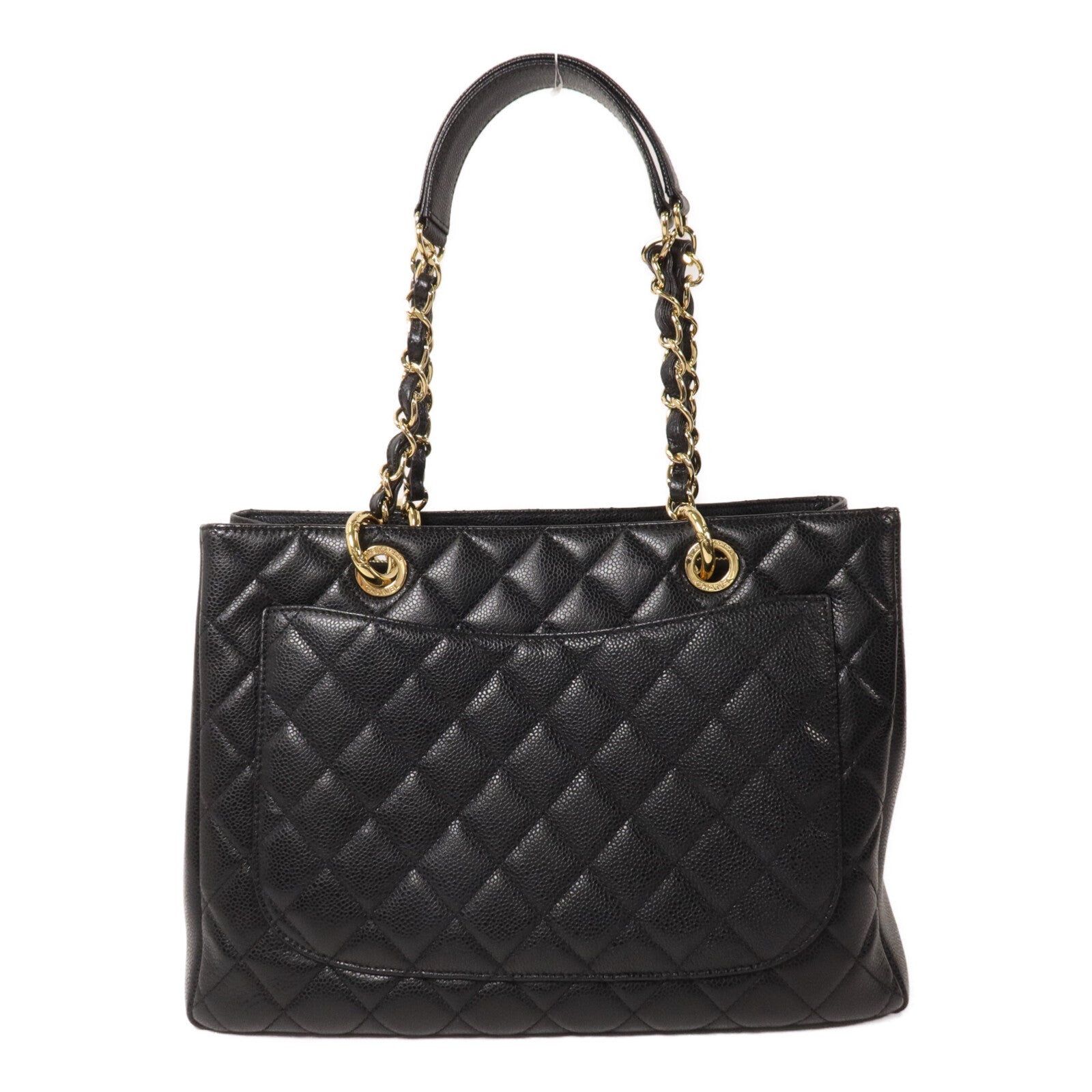 CHANEL 牛皮皮革GST Grand Shopping Tote Bag鏈帶肩背袋