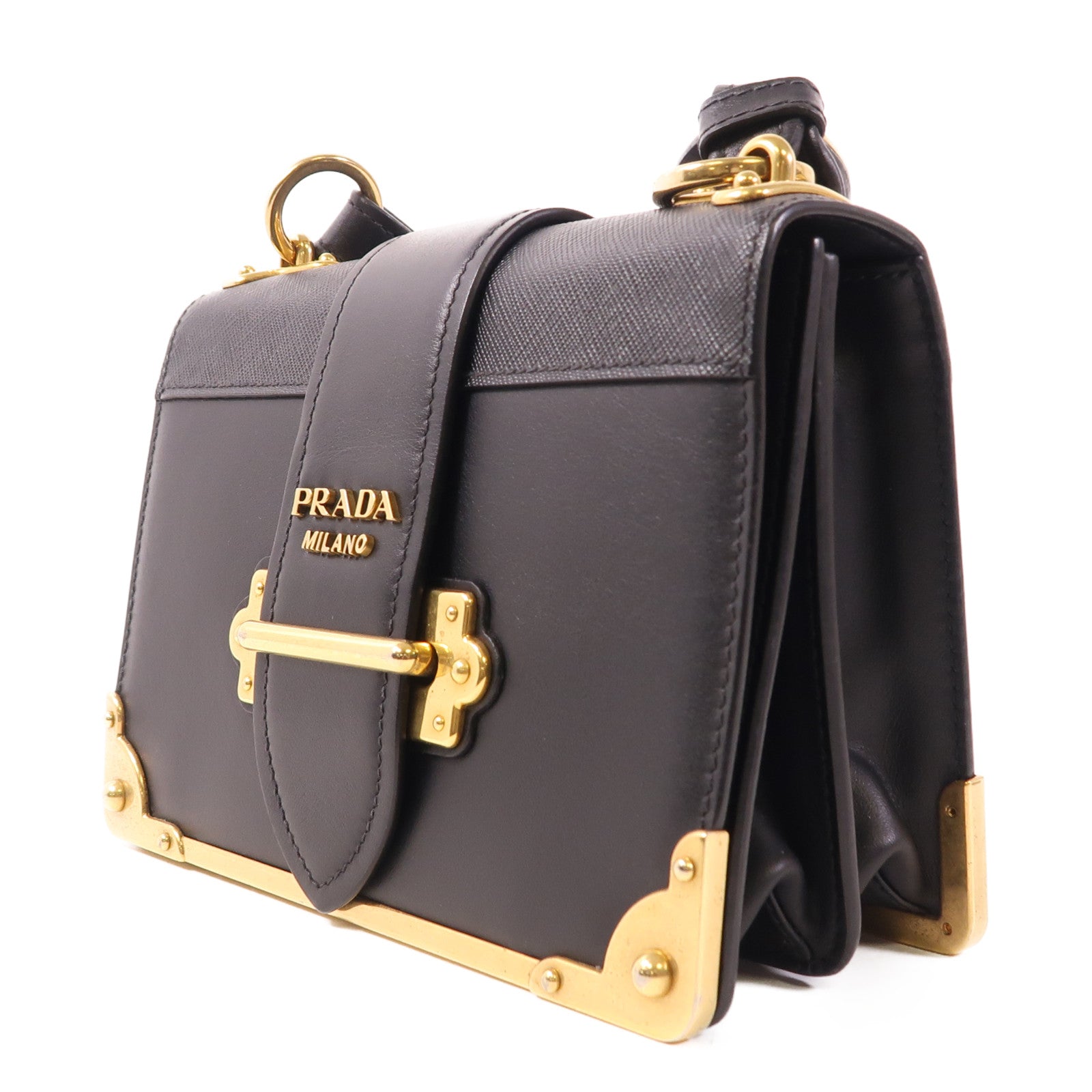 PRADA 牛皮皮革Shoulder Bag金扣肩背袋