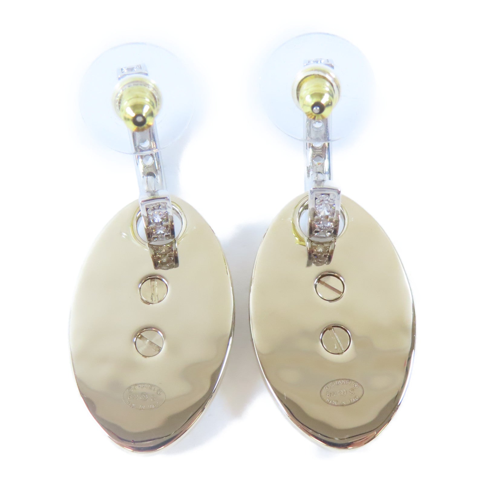 CHANEL 【激減優惠】金屬/水晶Pierced Earrings耳環銀色/金色