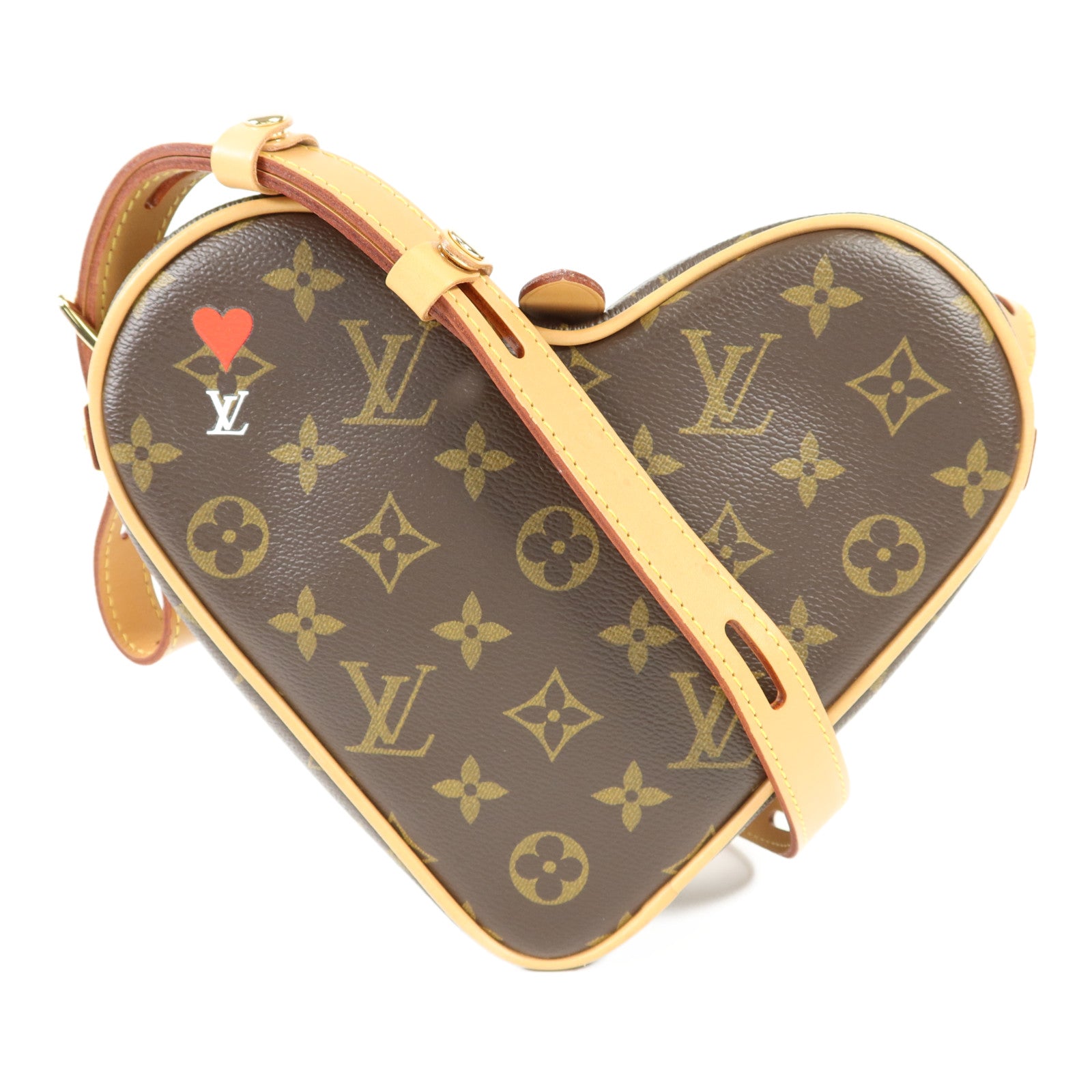 LOUIS VUITTON Monogram Game On Coeur金扣肩背袋棕色