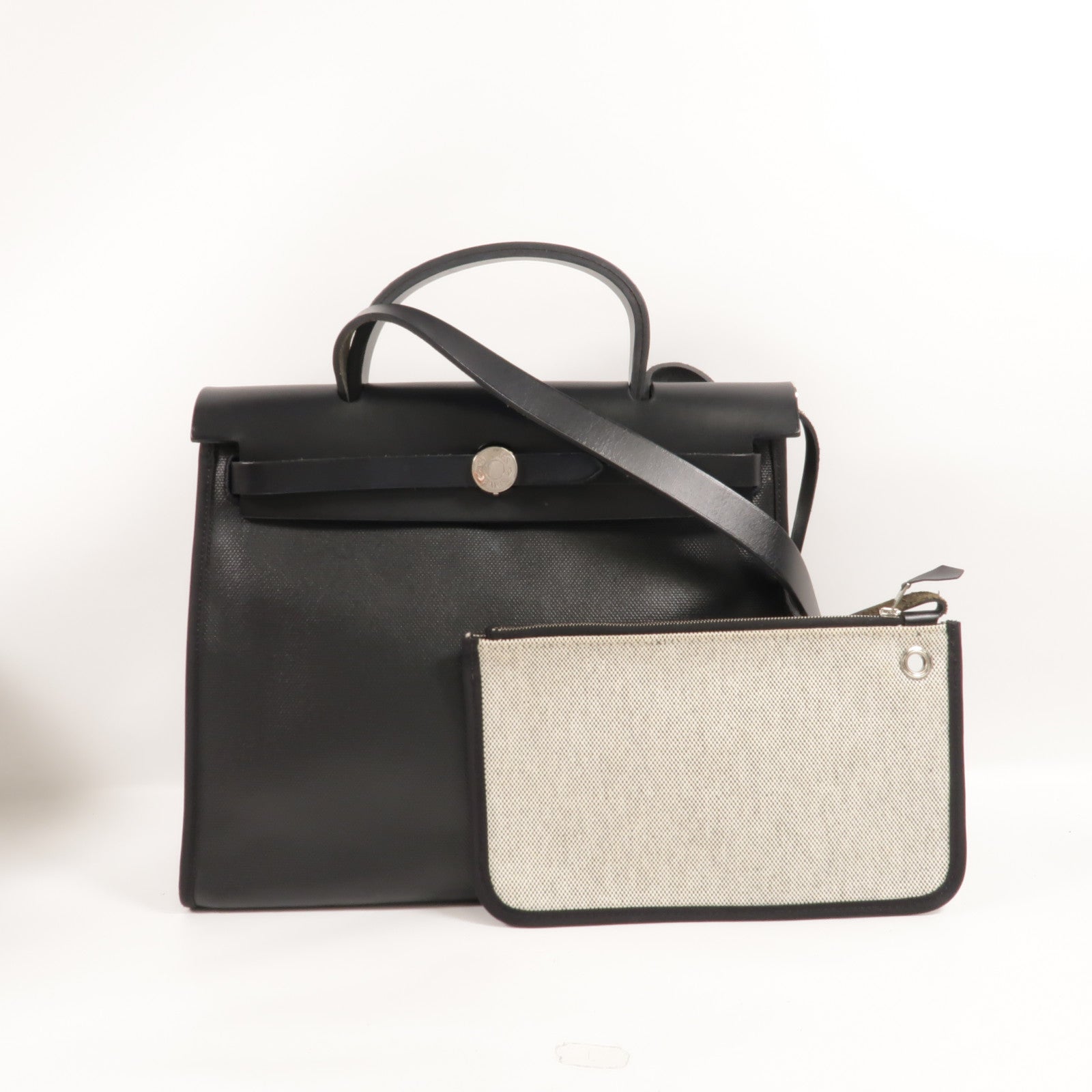 HERMES Toile H Berline Herbag PM手挽肩背兩用袋Noir