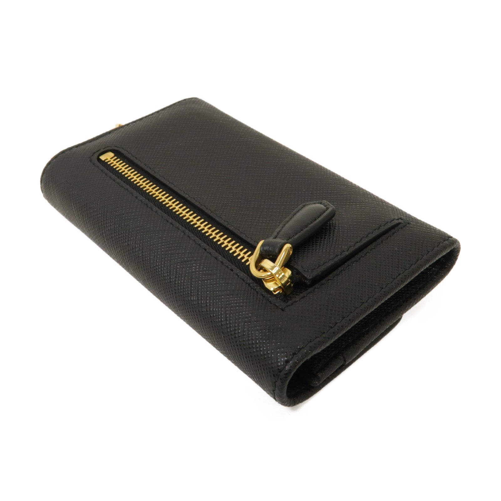 PRADA 【激減優惠】Saffiano皮革Mini Wallet with Chain金扣錢包黑色