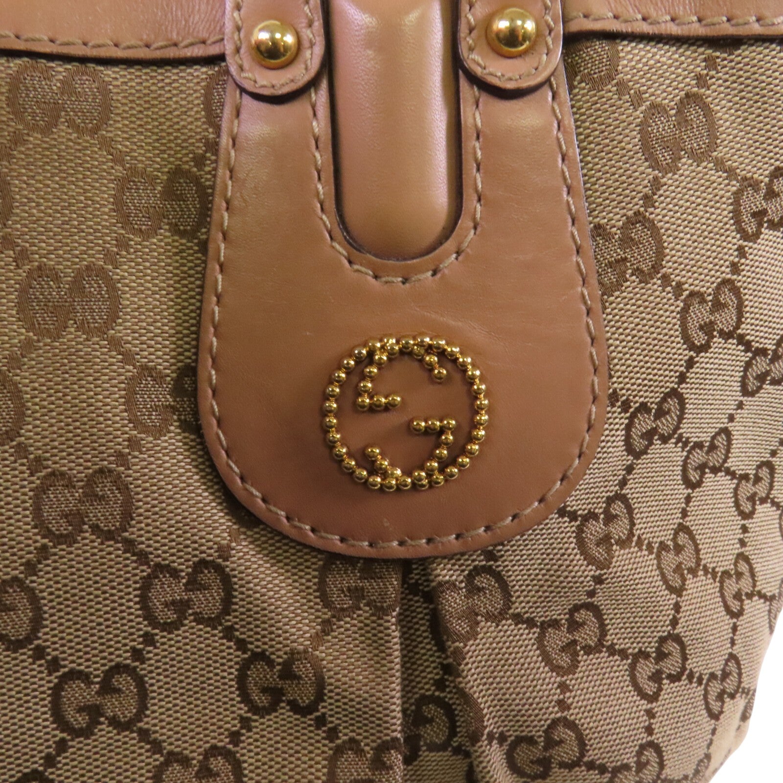 GUCCI GG帆布 Scarlett Stud Interlocking G Tote金扣肩背袋