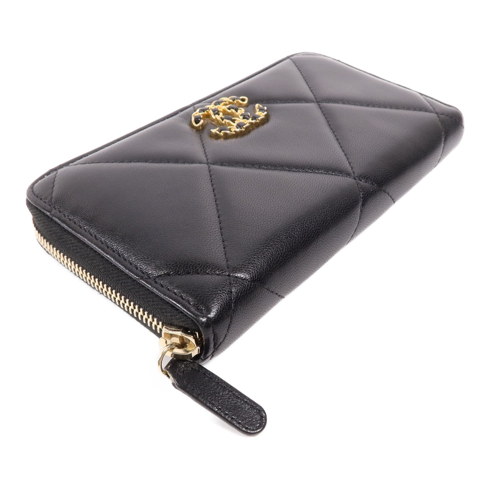 CHANEL 羊皮皮革C19 Long Wallet金扣長錢包
