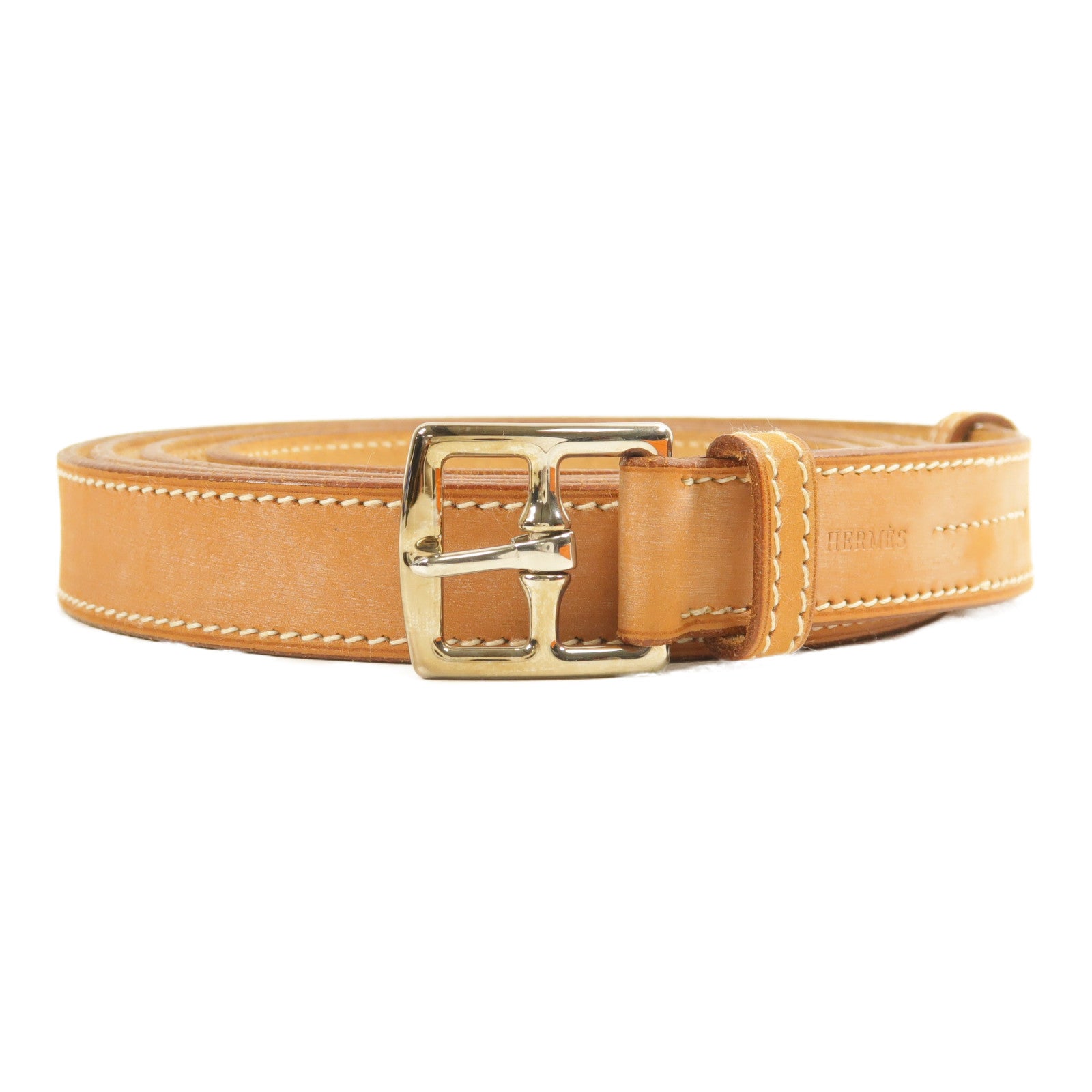 HERMES 【激減優惠】牛皮皮革Belt銀扣皮帶