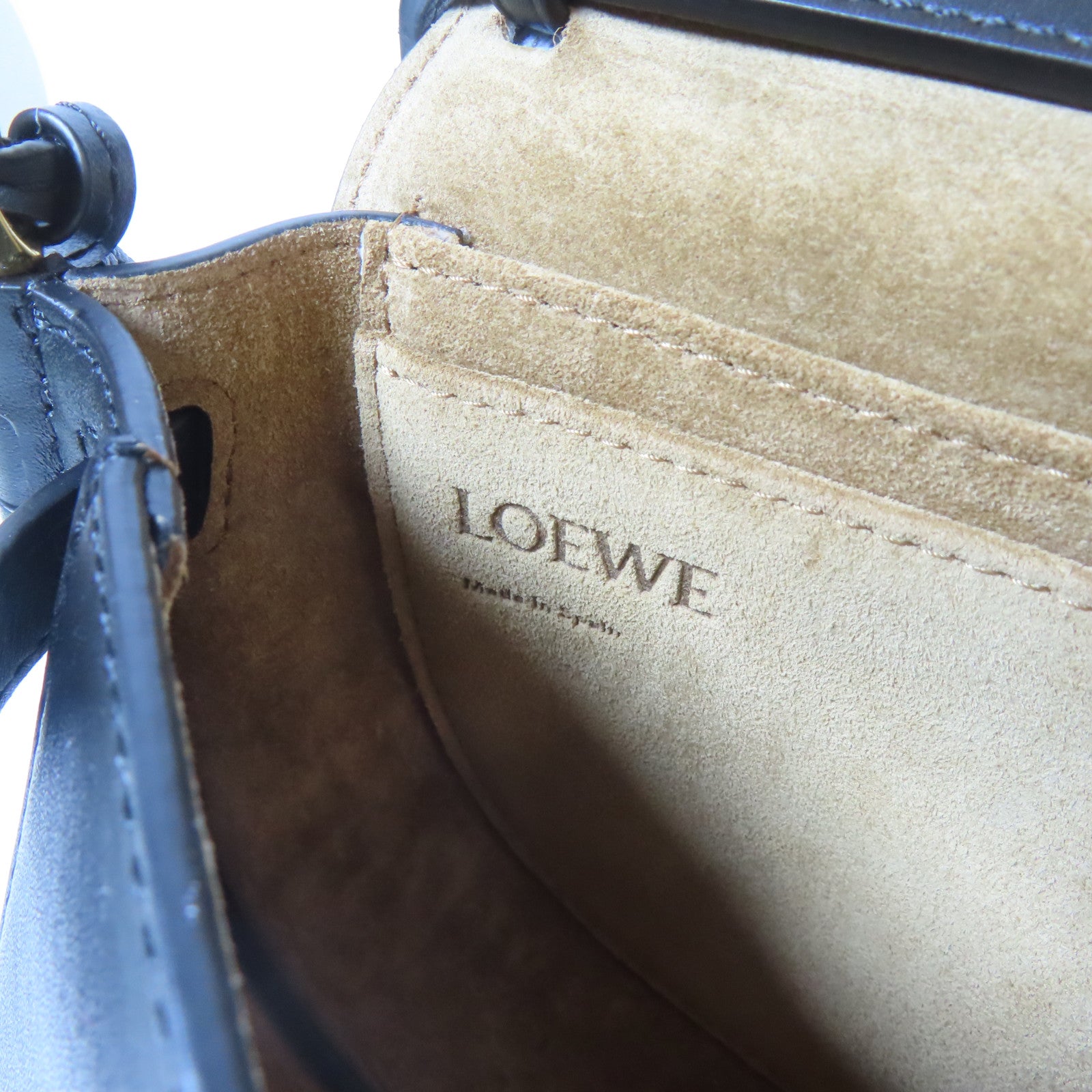 LOEWE 牛皮皮革Mini Gate Dual金扣肩背袋黑色