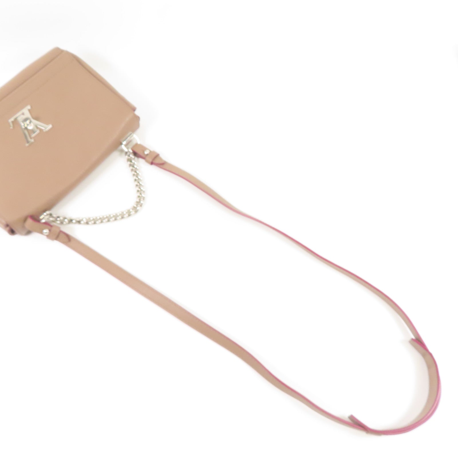 LOUIS VUITTON 牛皮皮革Lock Me II BB銀扣手挽肩背兩用袋