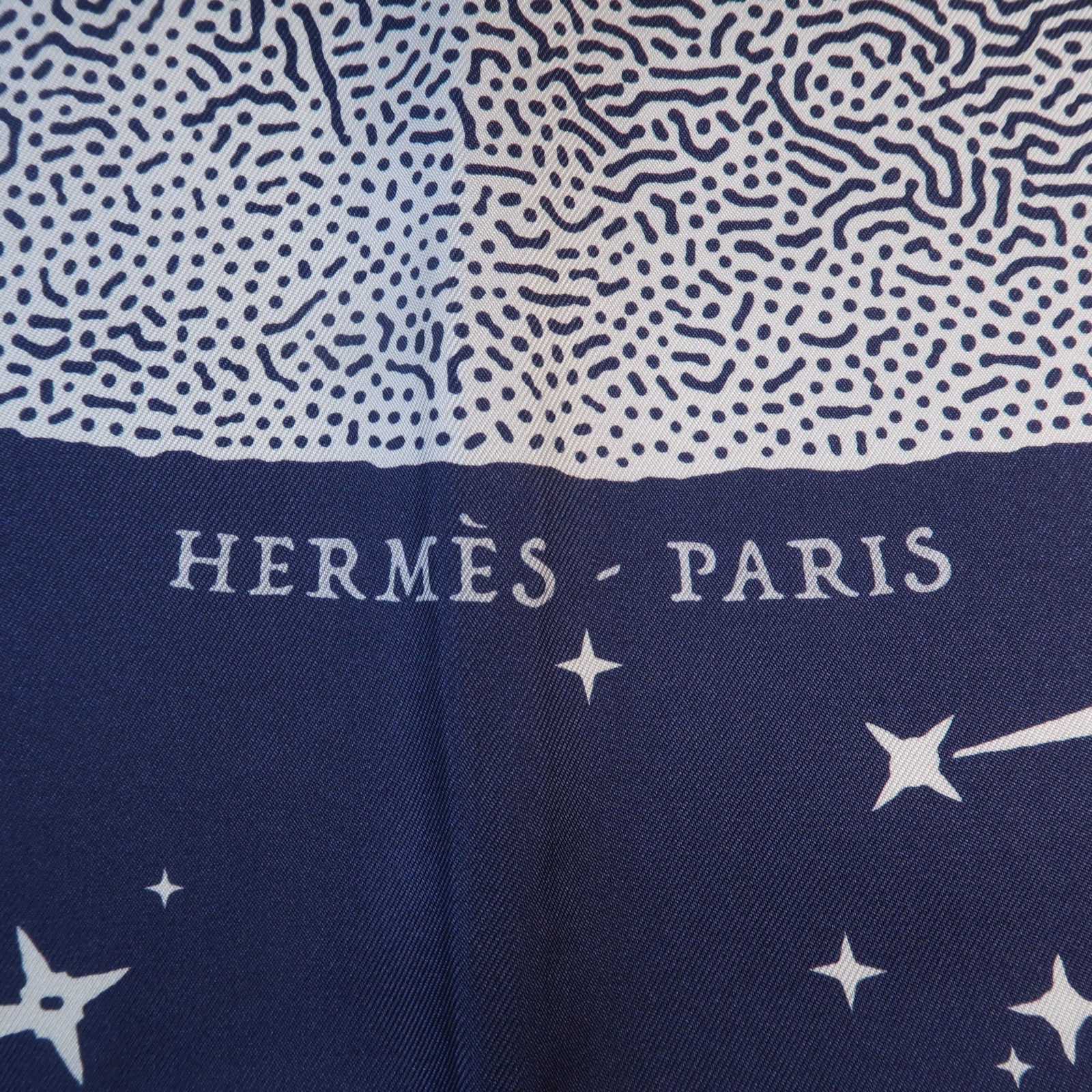 HERMES 絲質Scarf Double Print絲巾Blue/Gold