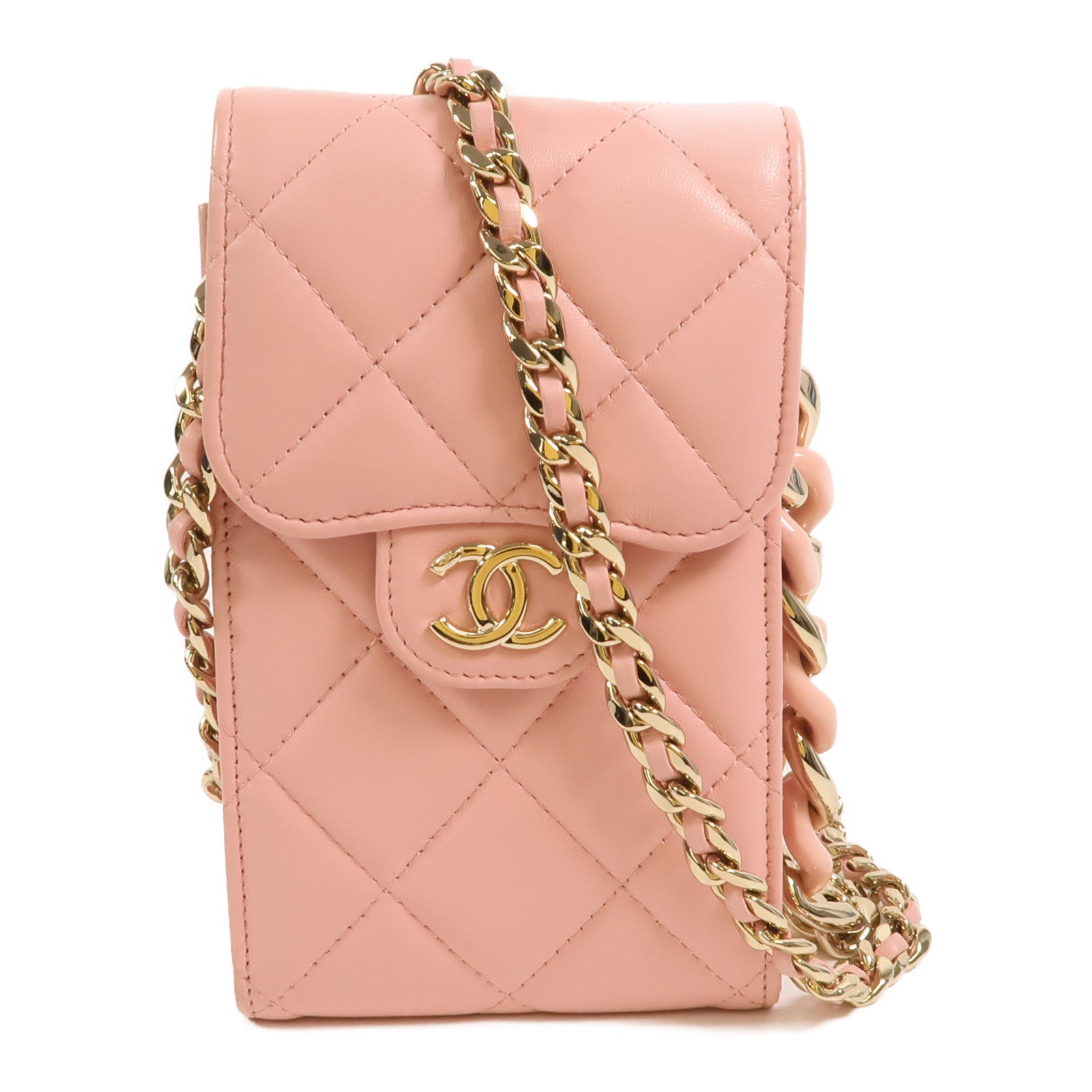CHANEL 羊皮皮革Phone Bag鏈帶肩背袋