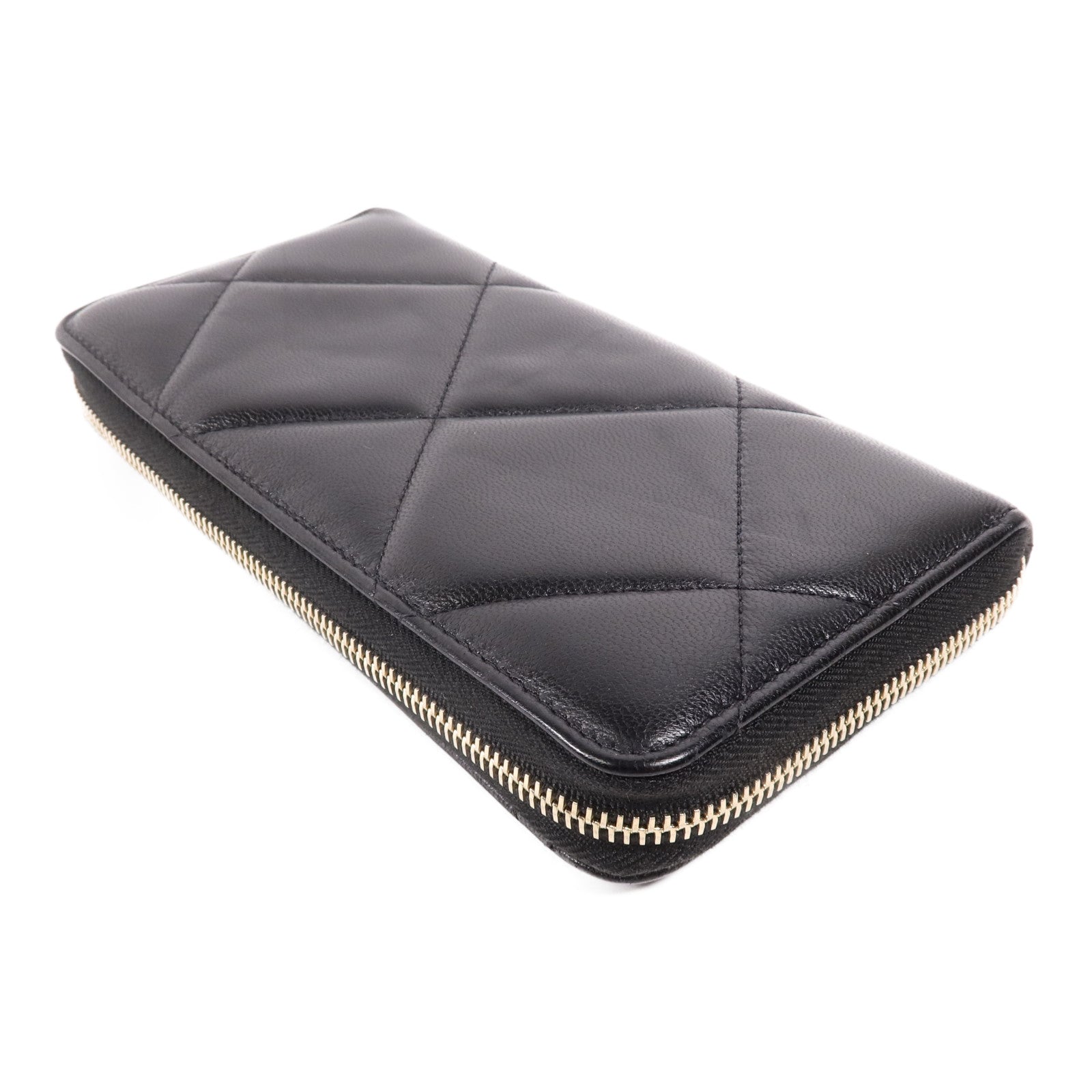 CHANEL 羊皮皮革C19 Long Wallet金扣長錢包