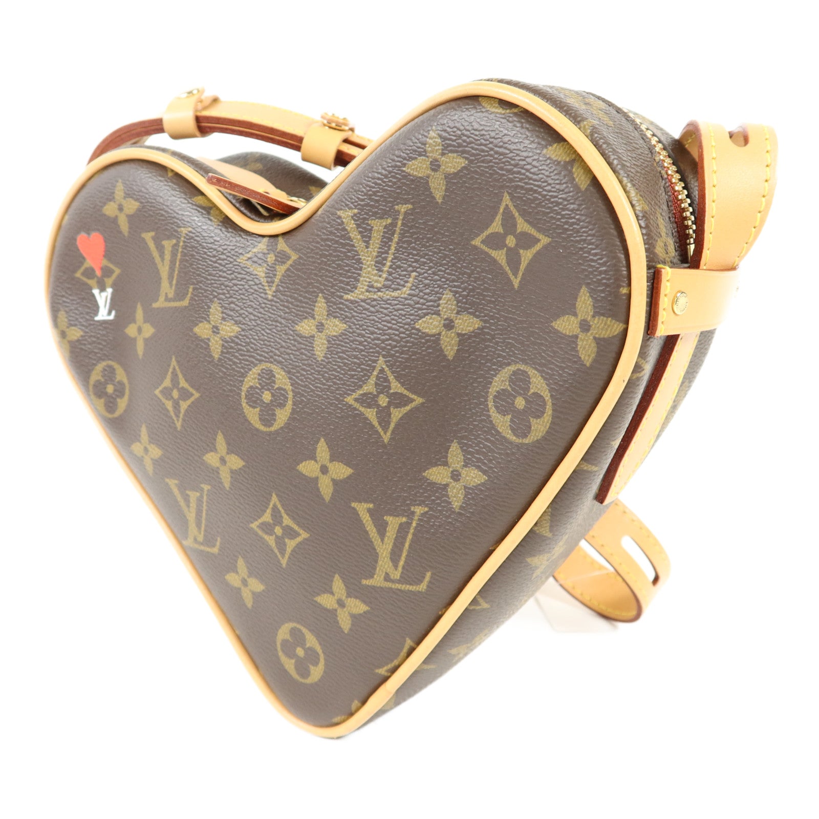 LOUIS VUITTON Monogram Game On Coeur金扣肩背袋棕色