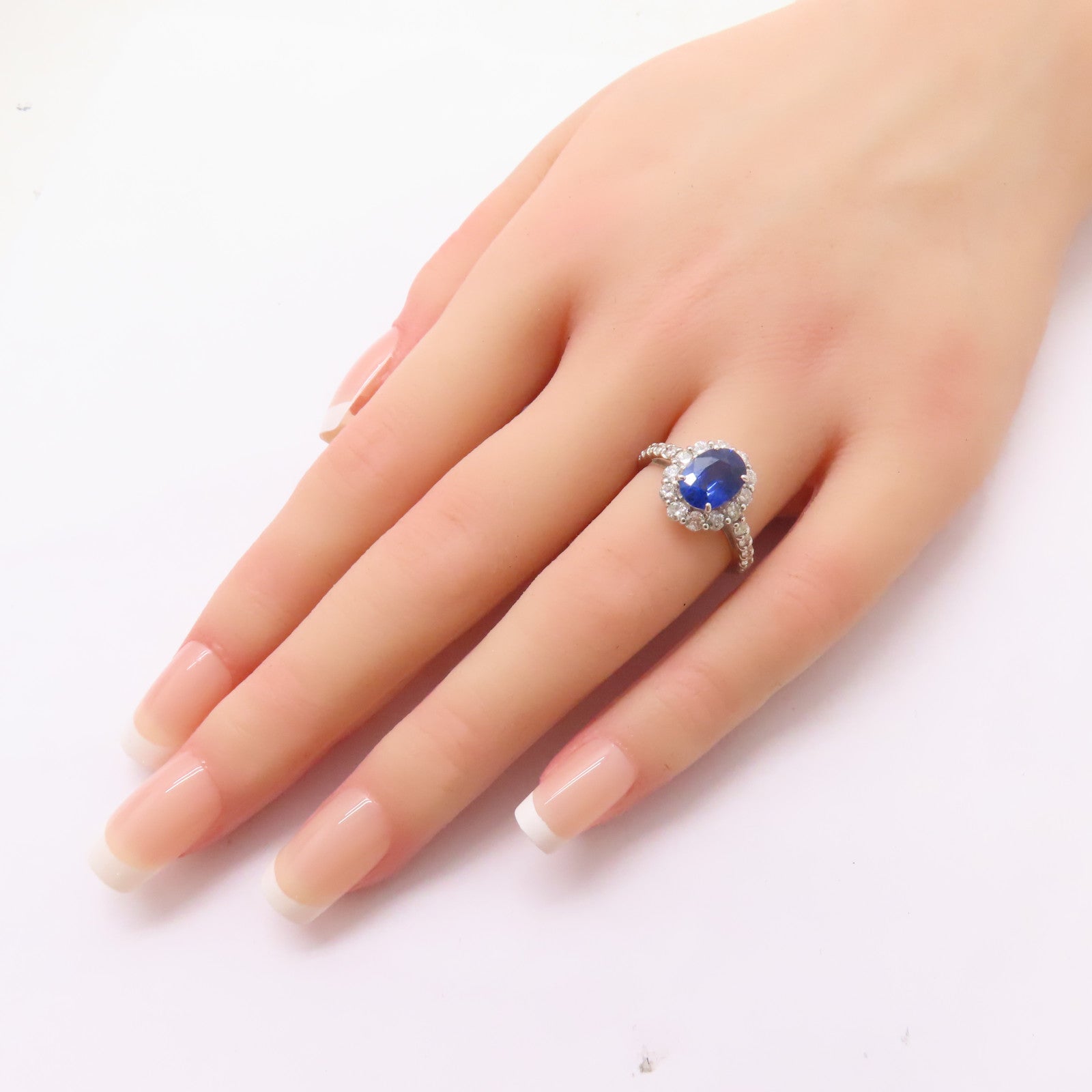 JEWELRY PT950鉑金Sapphire/Diamond Ring 2.145ct藍寶石/0.94ct鑽石戒指US#6.25