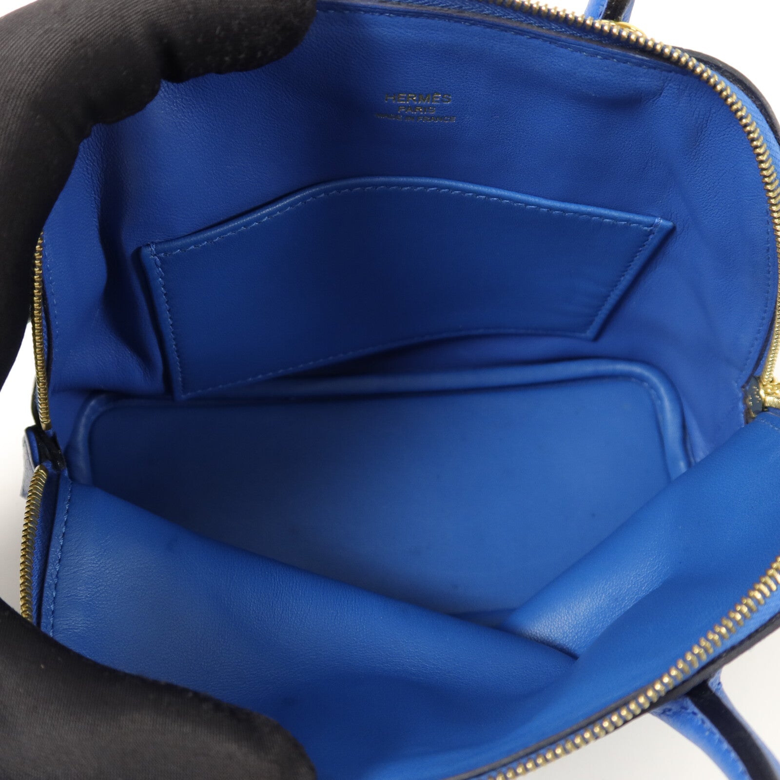 HERMES Evercolor皮革Bolide Mini手挽肩背兩用袋Bleu Zanzibar