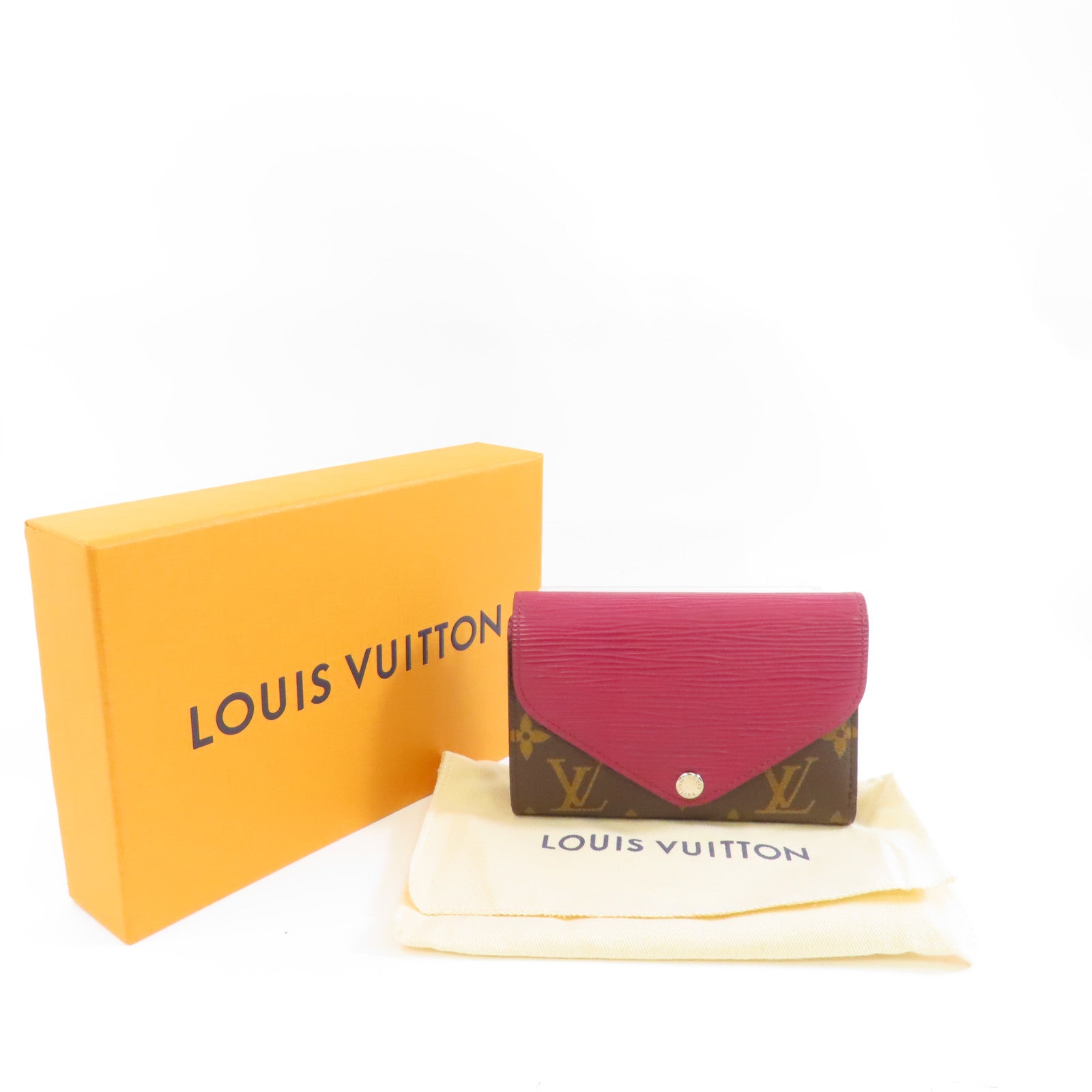 LOUIS VUITTON Monogram/Epi Pallas銀扣錢包棕色/酒紅色