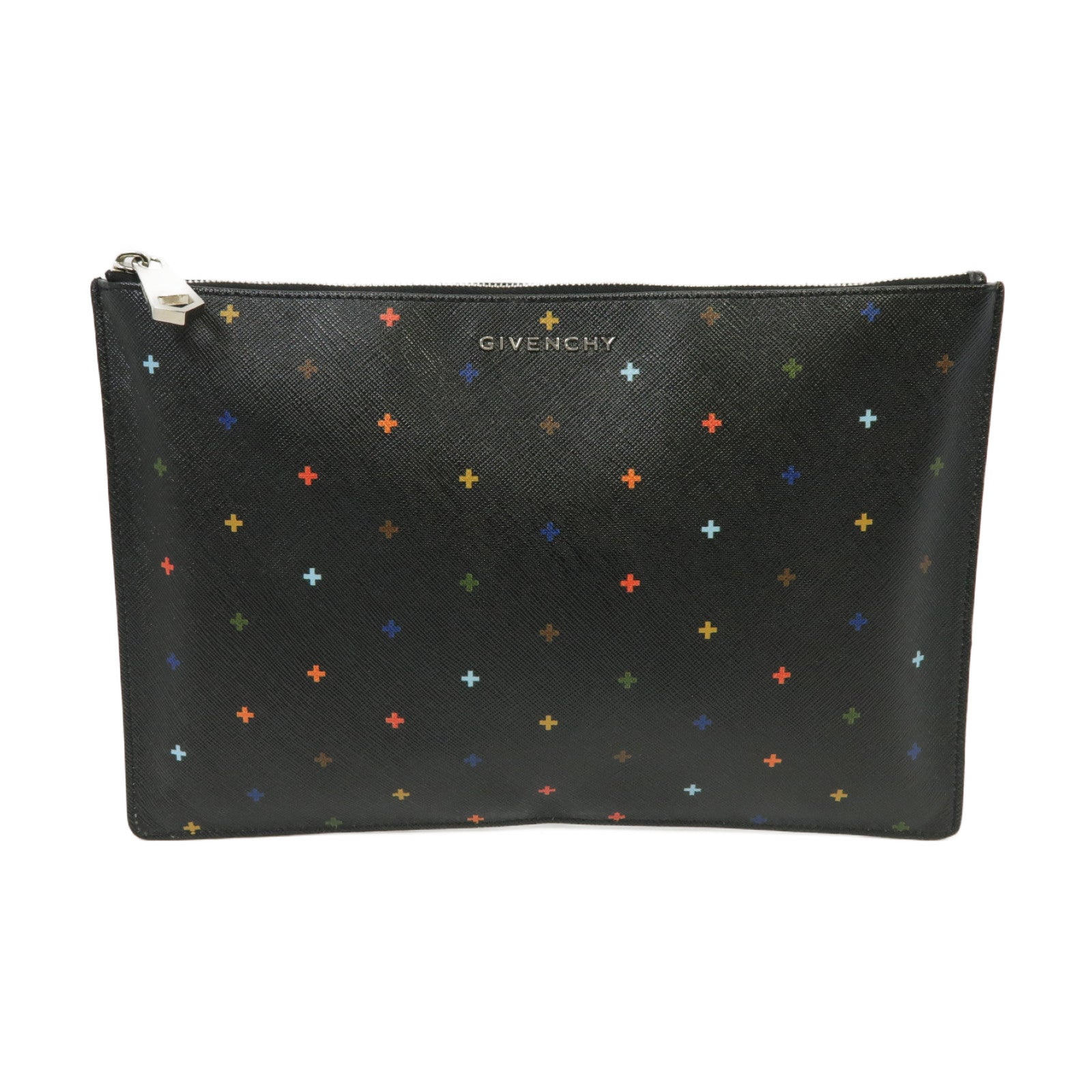 GIVENCHY 牛皮皮革Clutch銀扣手拿包黑色