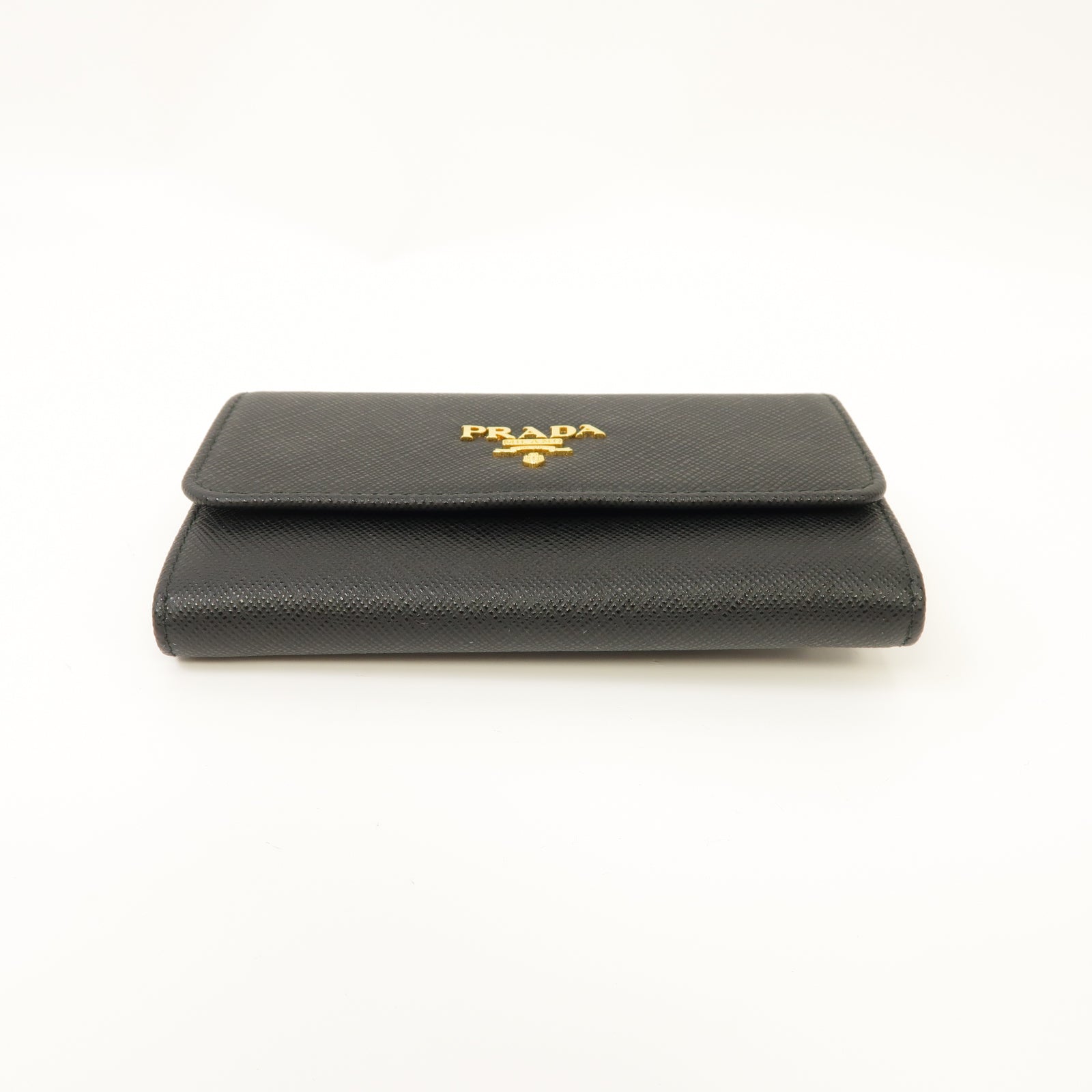 PRADA 【激減優惠】Saffiano皮革Mini Wallet with Chain金扣錢包黑色