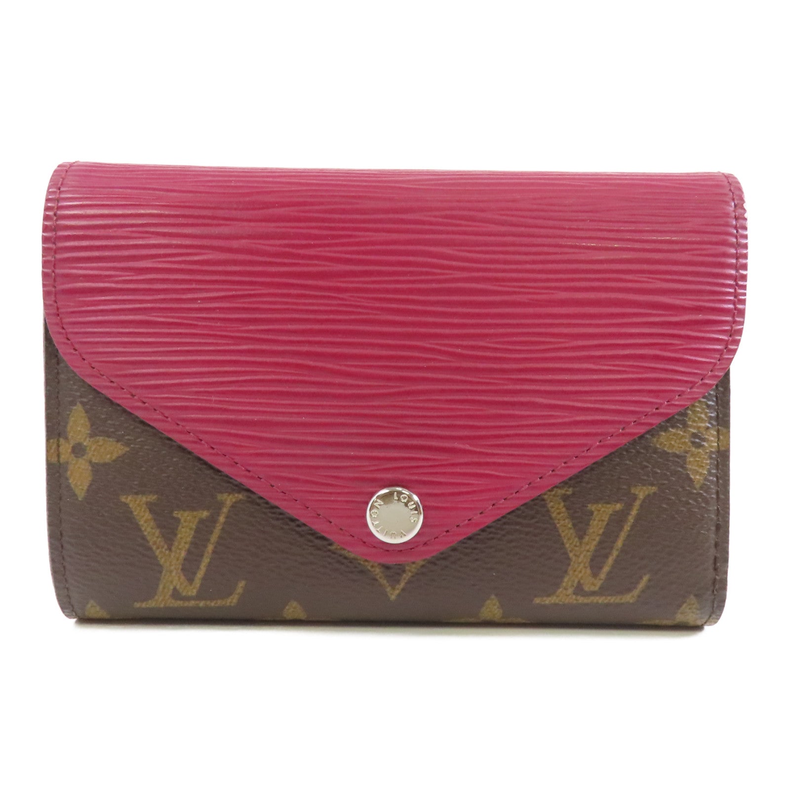 LOUIS VUITTON Monogram/Epi Pallas銀扣錢包棕色/酒紅色