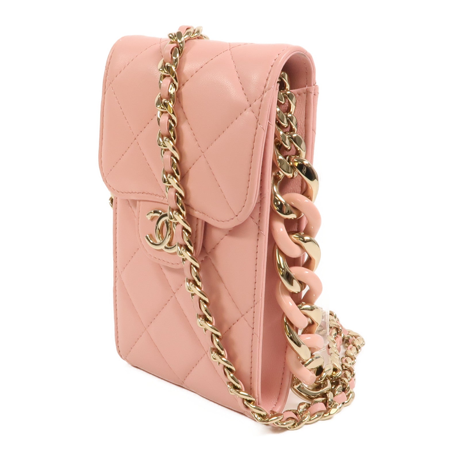 CHANEL 羊皮皮革Phone Bag鏈帶肩背袋