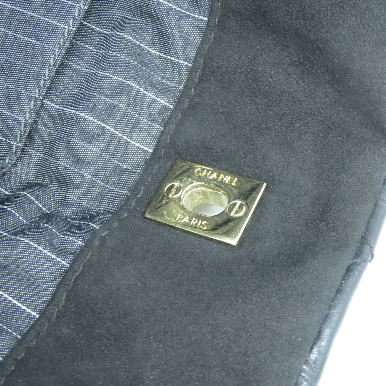 CHANEL 菱格牛皮皮革Chain Shoulder Bag金扣手挽肩背兩用袋黑色