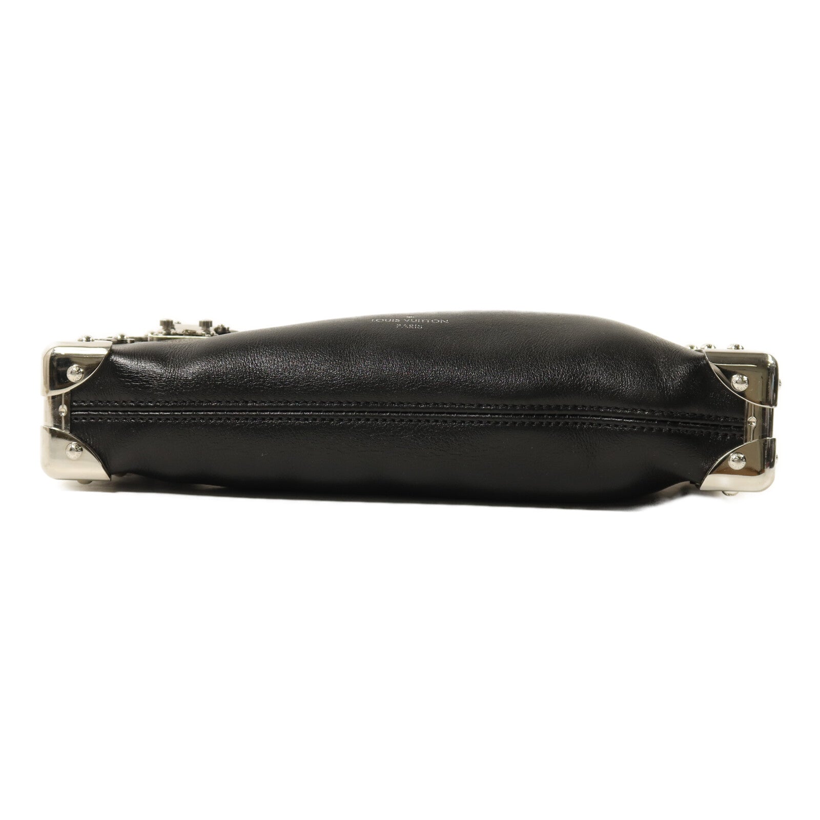 LOUIS VUITTON 牛皮皮革Slim Trunk銀扣鏈帶手挽肩背兩用袋