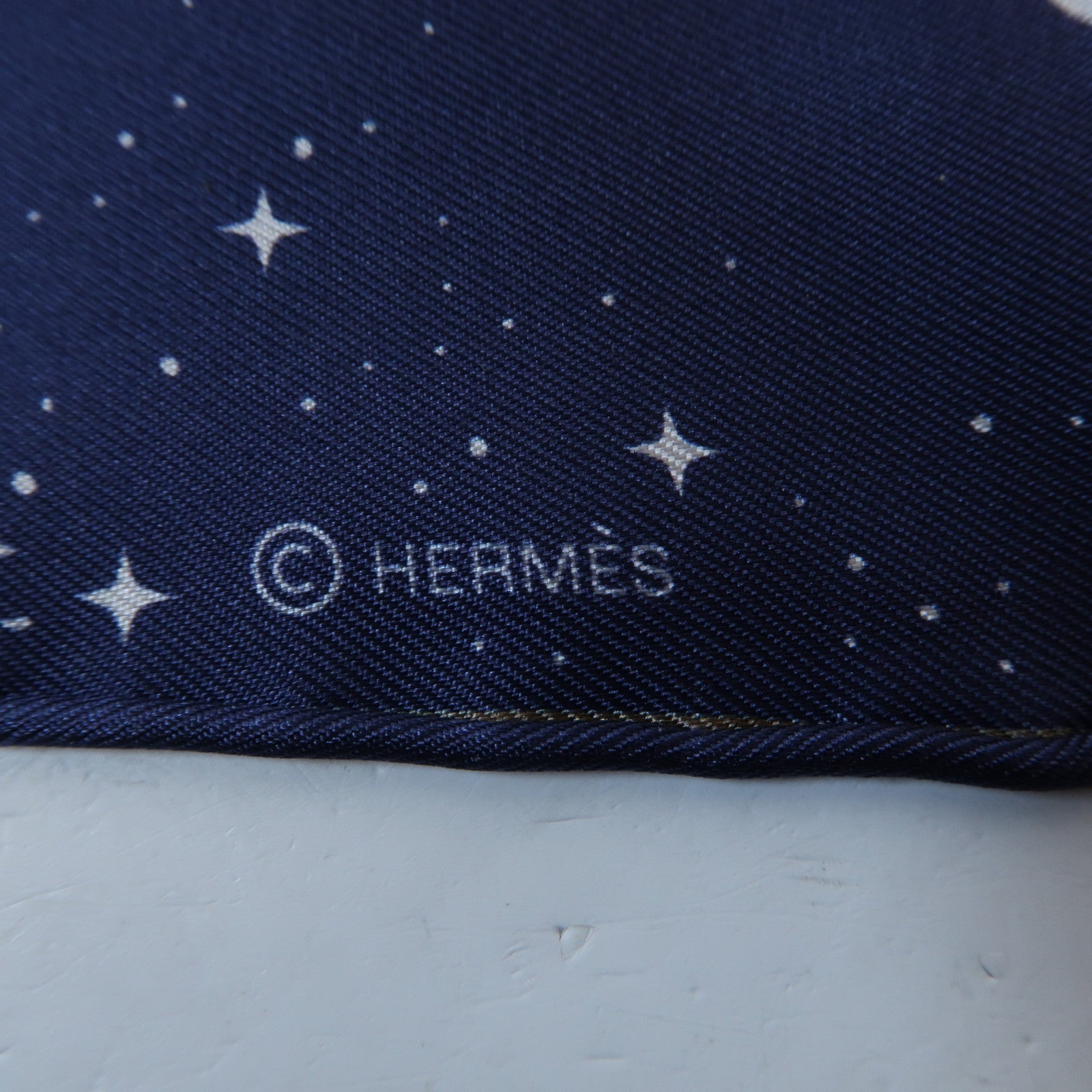 HERMES 絲質Scarf Double Print絲巾Blue/Gold