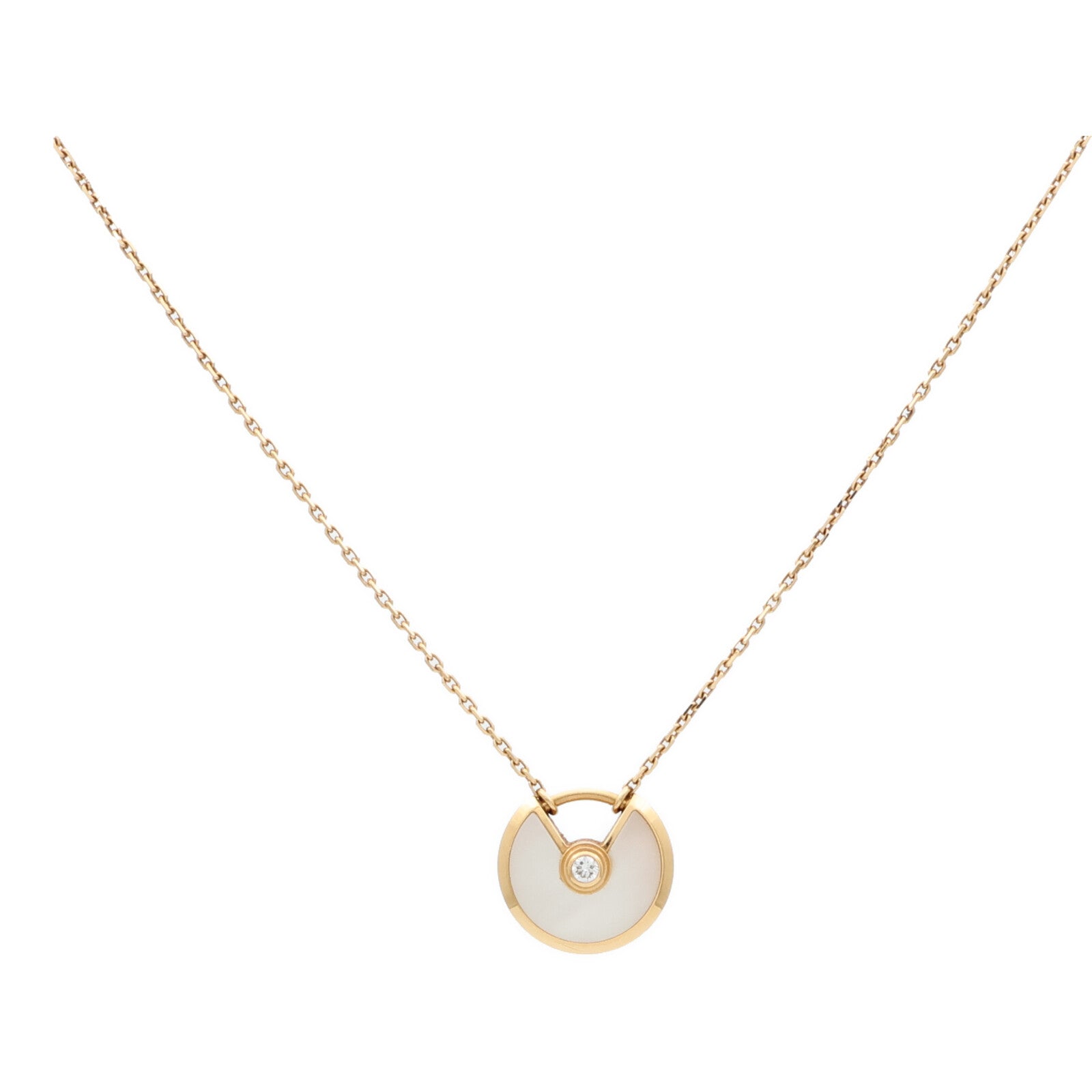 CARTIER 18K黃金/珍珠母貝Amulette De鑽石項鍊