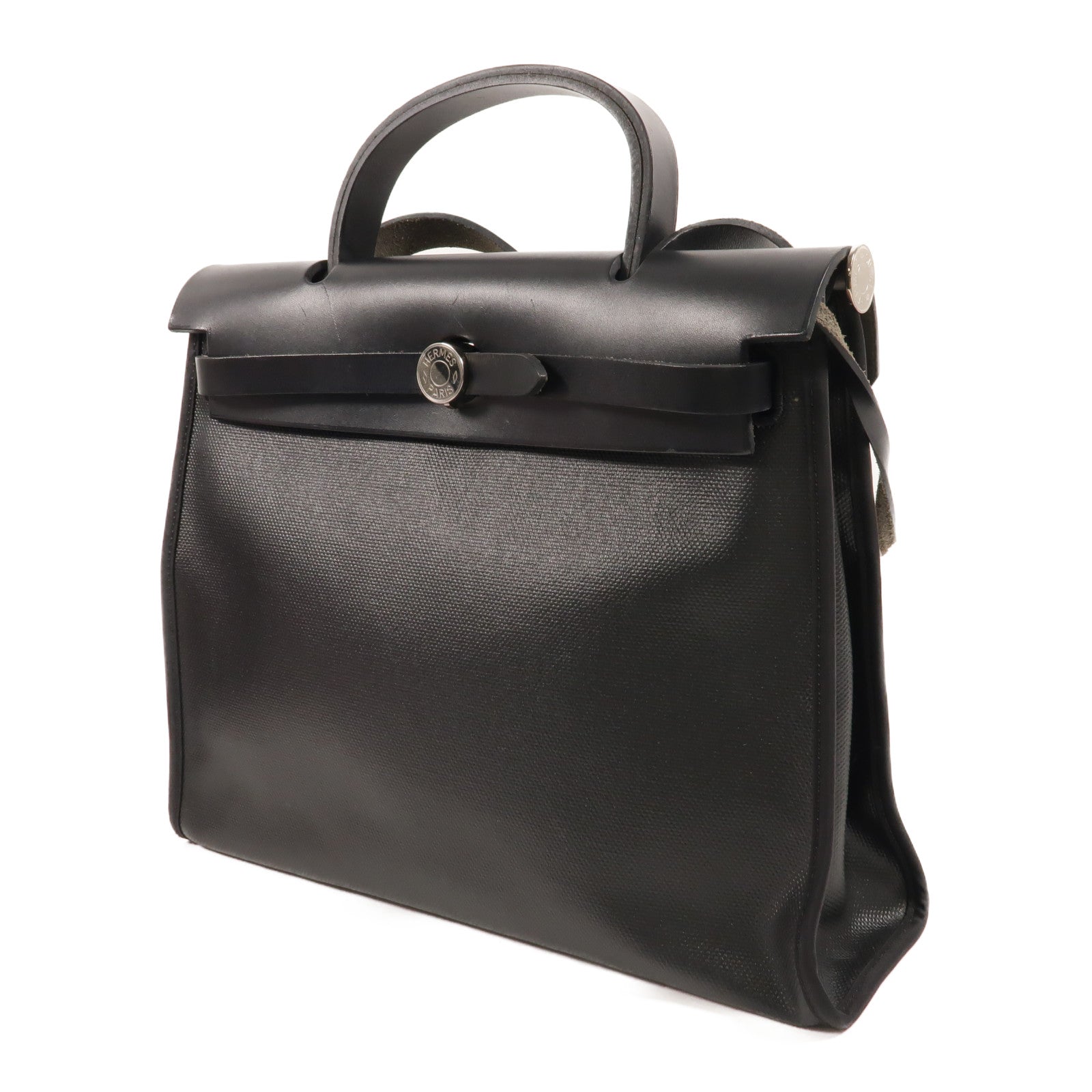 HERMES Toile H Berline Herbag PM手挽肩背兩用袋Noir