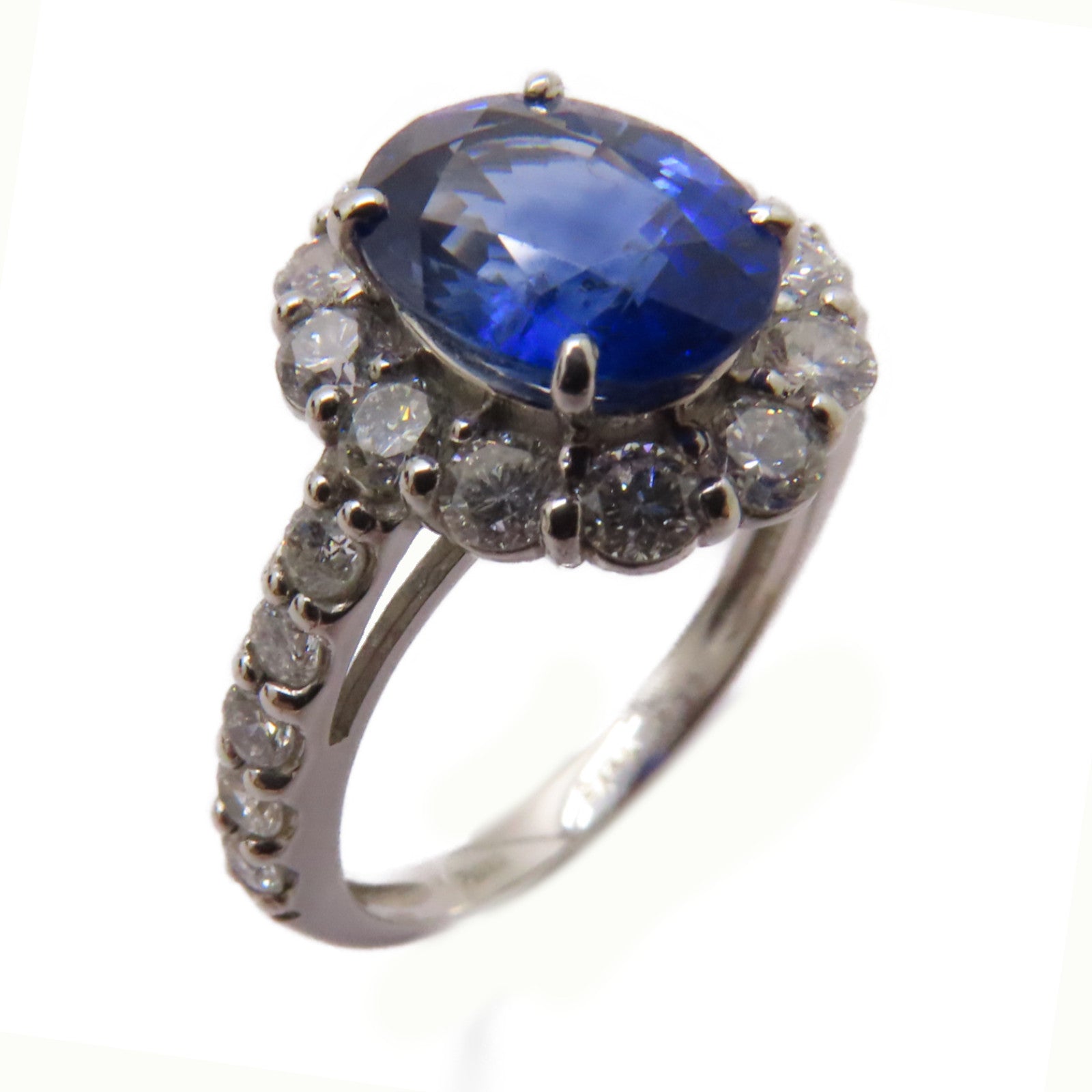 JEWELRY PT950鉑金Sapphire/Diamond Ring 2.145ct藍寶石/0.94ct鑽石戒指US#6.25