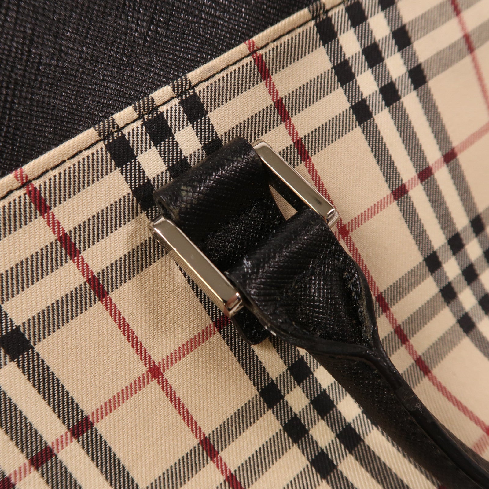 BURBERRY 塗層帆布Tote Bag銀扣手挽袋米色/黑色