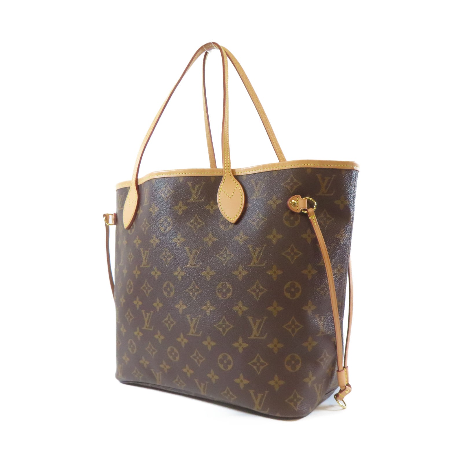 LOUIS VUITTON Monogram Neverfull MM金扣手挽袋啡色