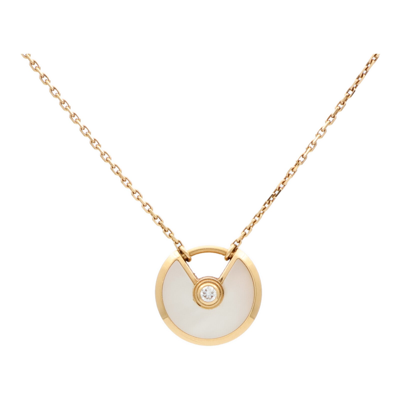 CARTIER 18K黃金/珍珠母貝Amulette De鑽石項鍊