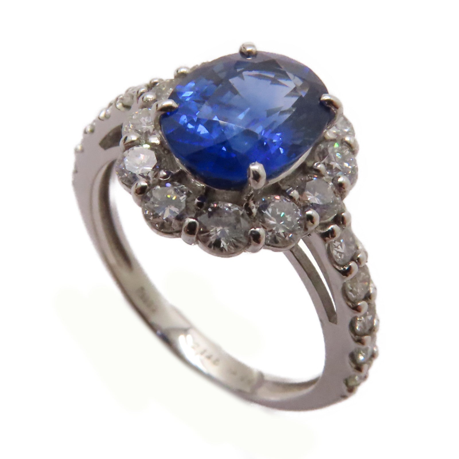 JEWELRY PT950鉑金Sapphire/Diamond Ring 2.145ct藍寶石/0.94ct鑽石戒指US#6.25