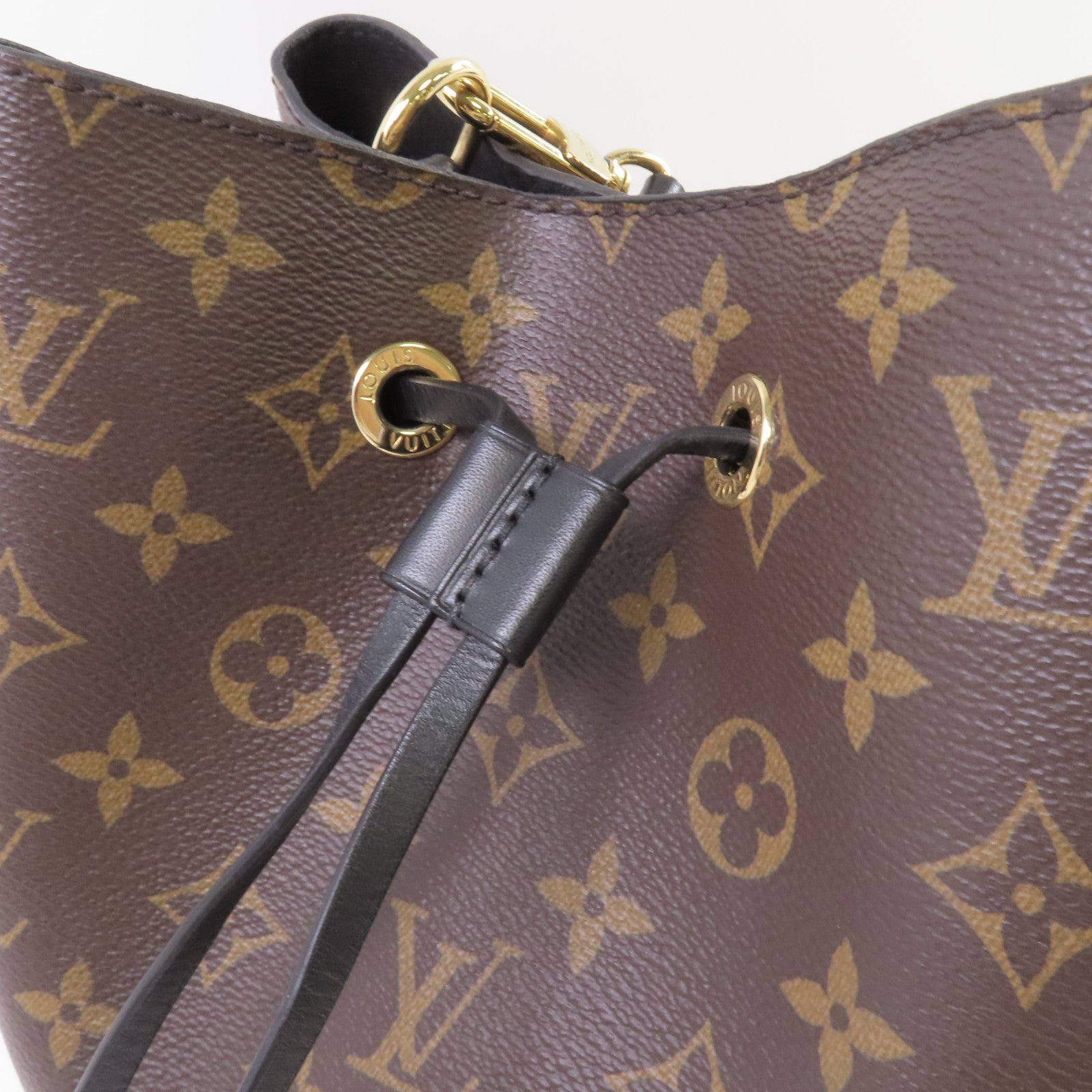 LOUIS VUITTON Monogram NeoNoe MM Shoulder Bag金扣肩背袋啡色/黑色