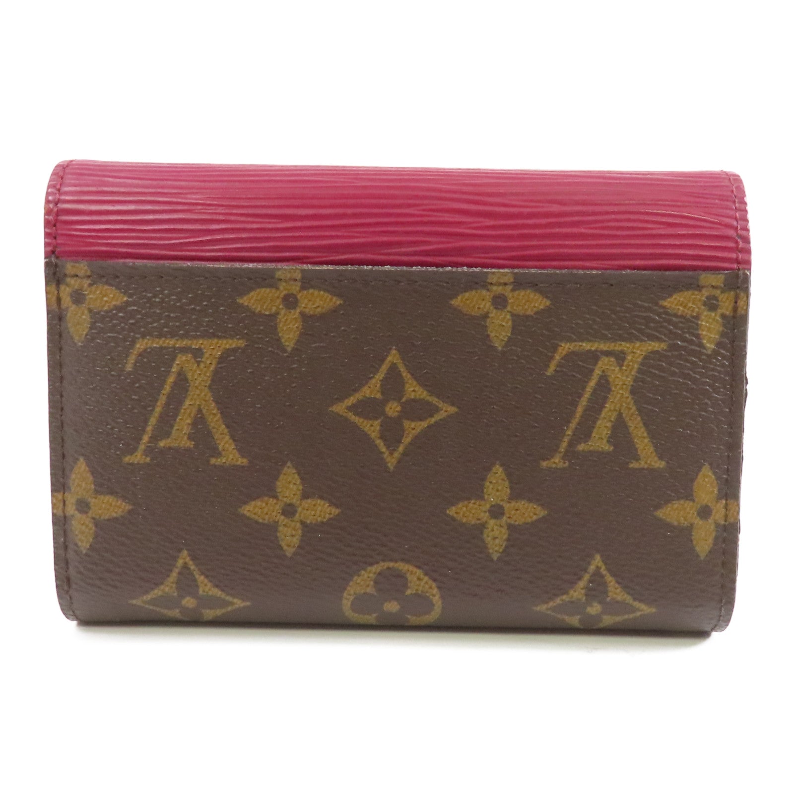 LOUIS VUITTON Monogram/Epi Pallas銀扣錢包棕色/酒紅色