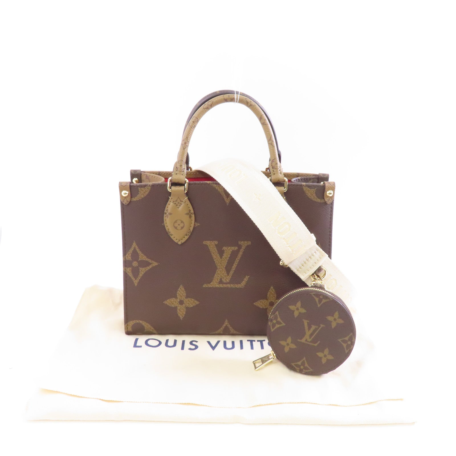 LOUIS VUITTON Monogram Giant OnTheGo PM金扣手挽肩背兩用袋啡色